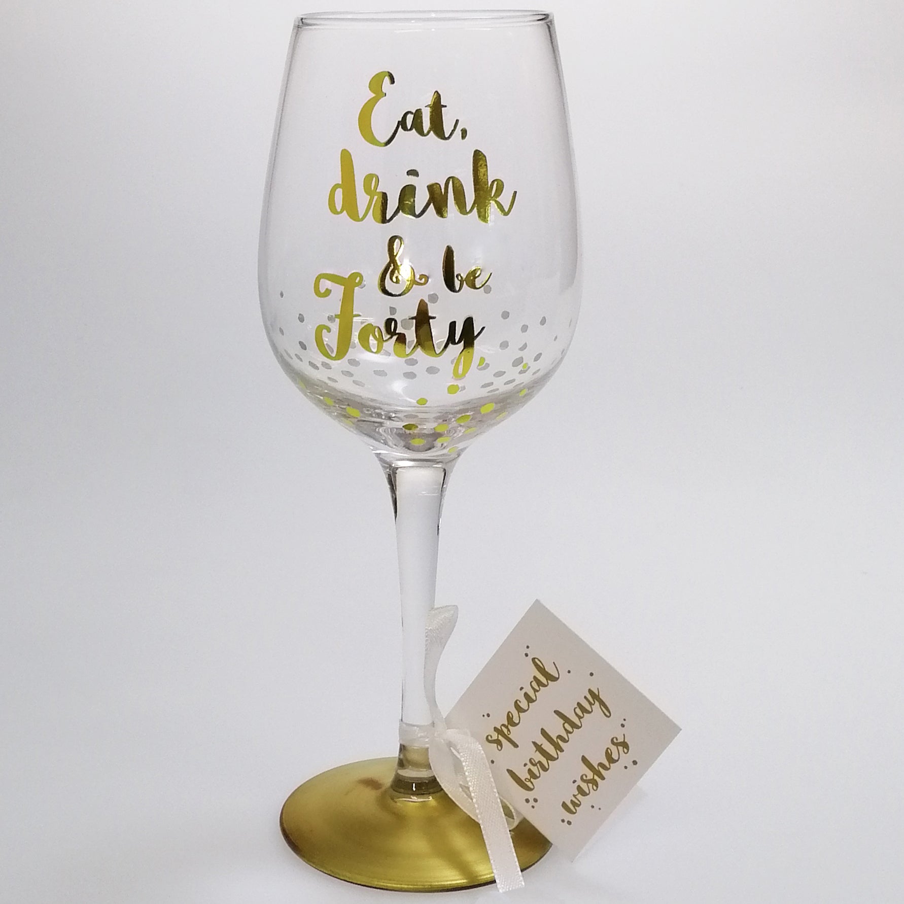 40th Birthday Gold Foil Wine Glass