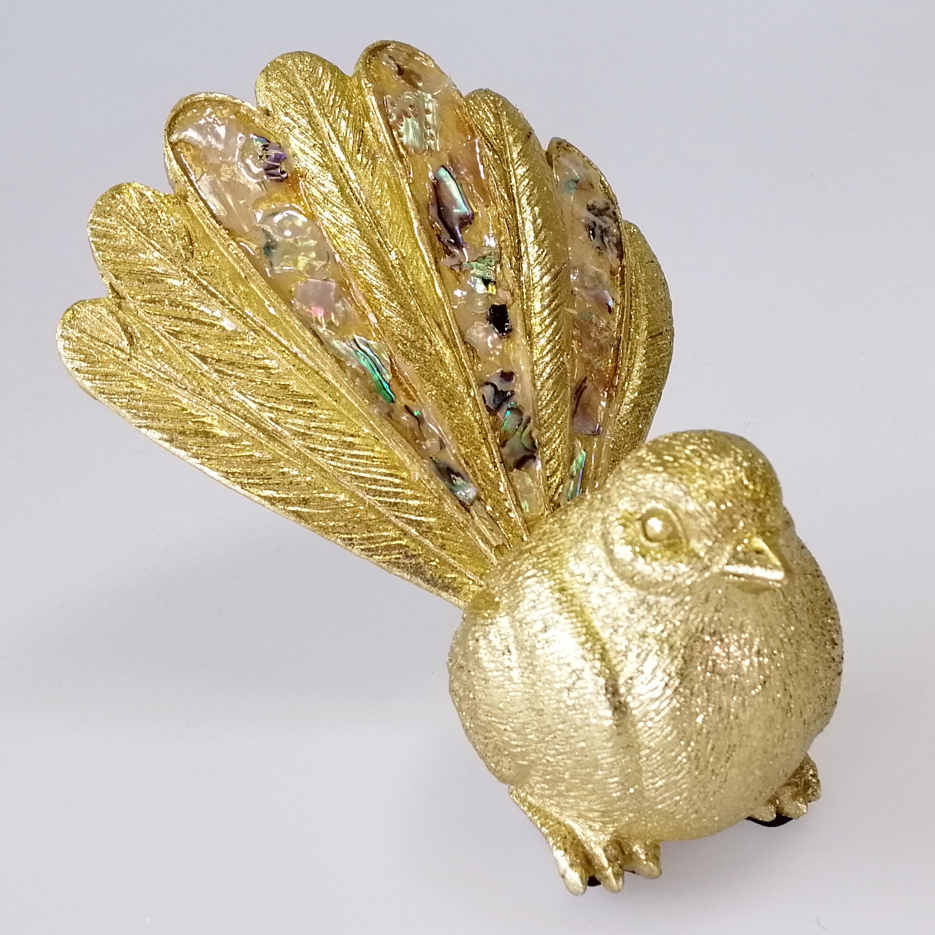 Gold-look Resin Fantail with Paua Highlights