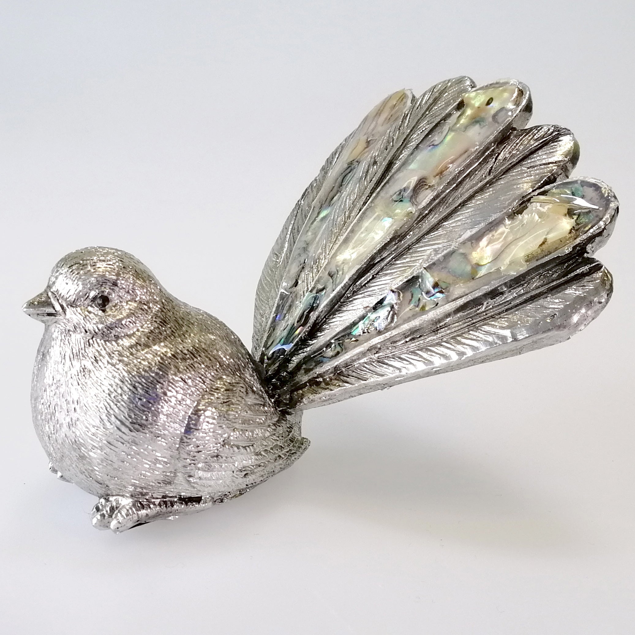 Silver-look Resin Fantail with Paua Highlights