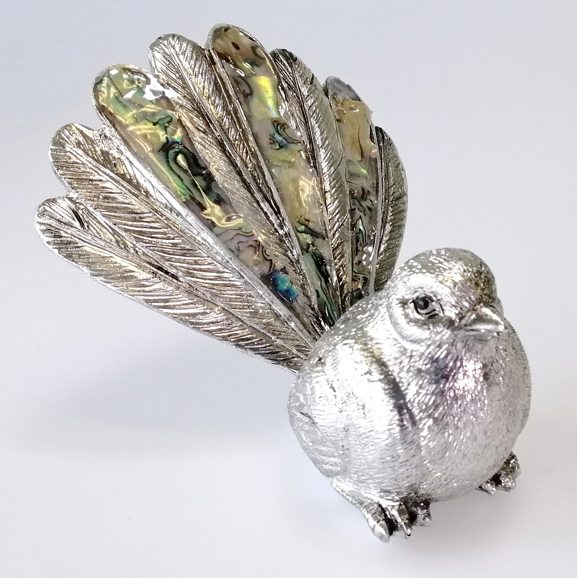 Silver-look Resin Fantail with Paua Highlights