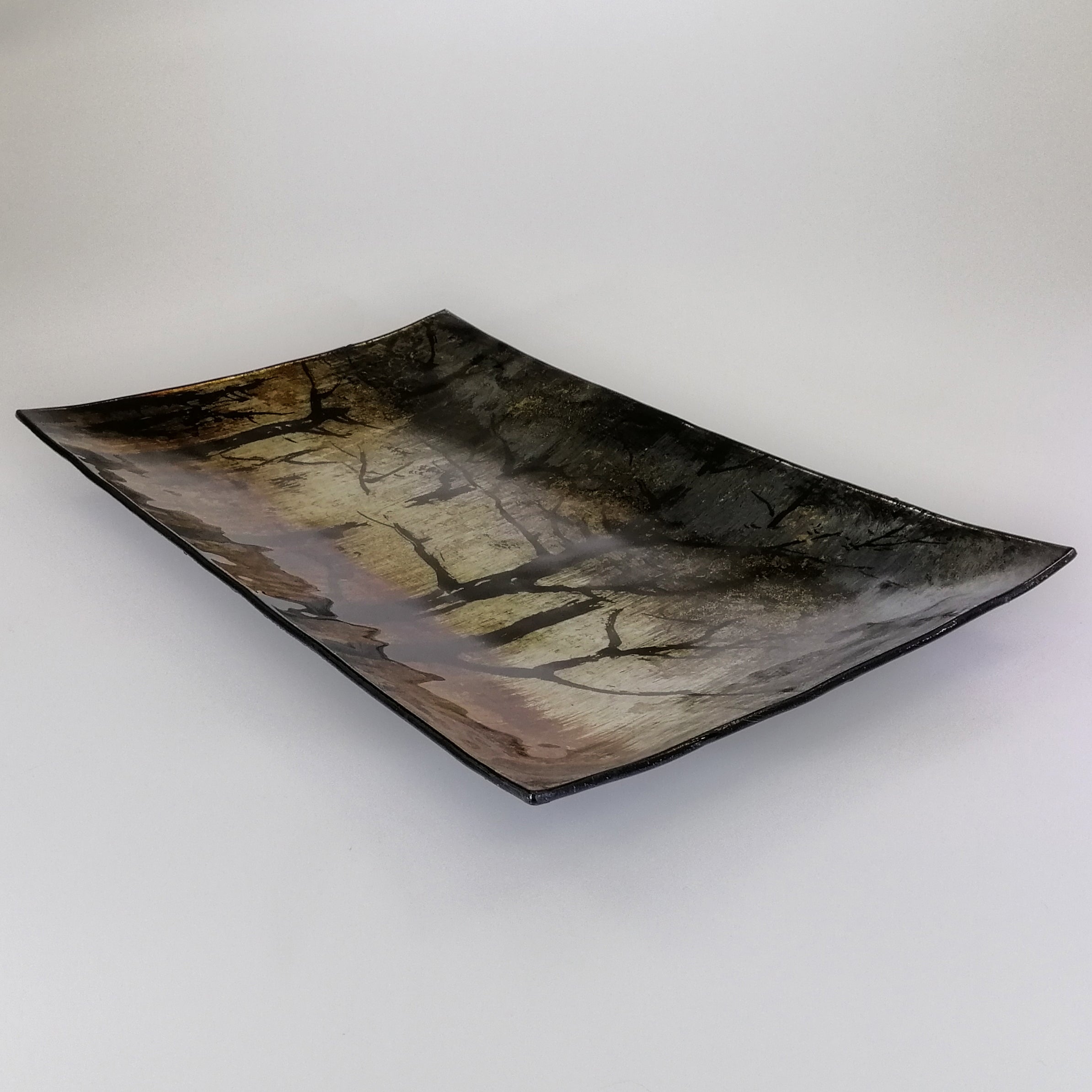 Glass Plate - Rectangular - Burnt Trees - 14"