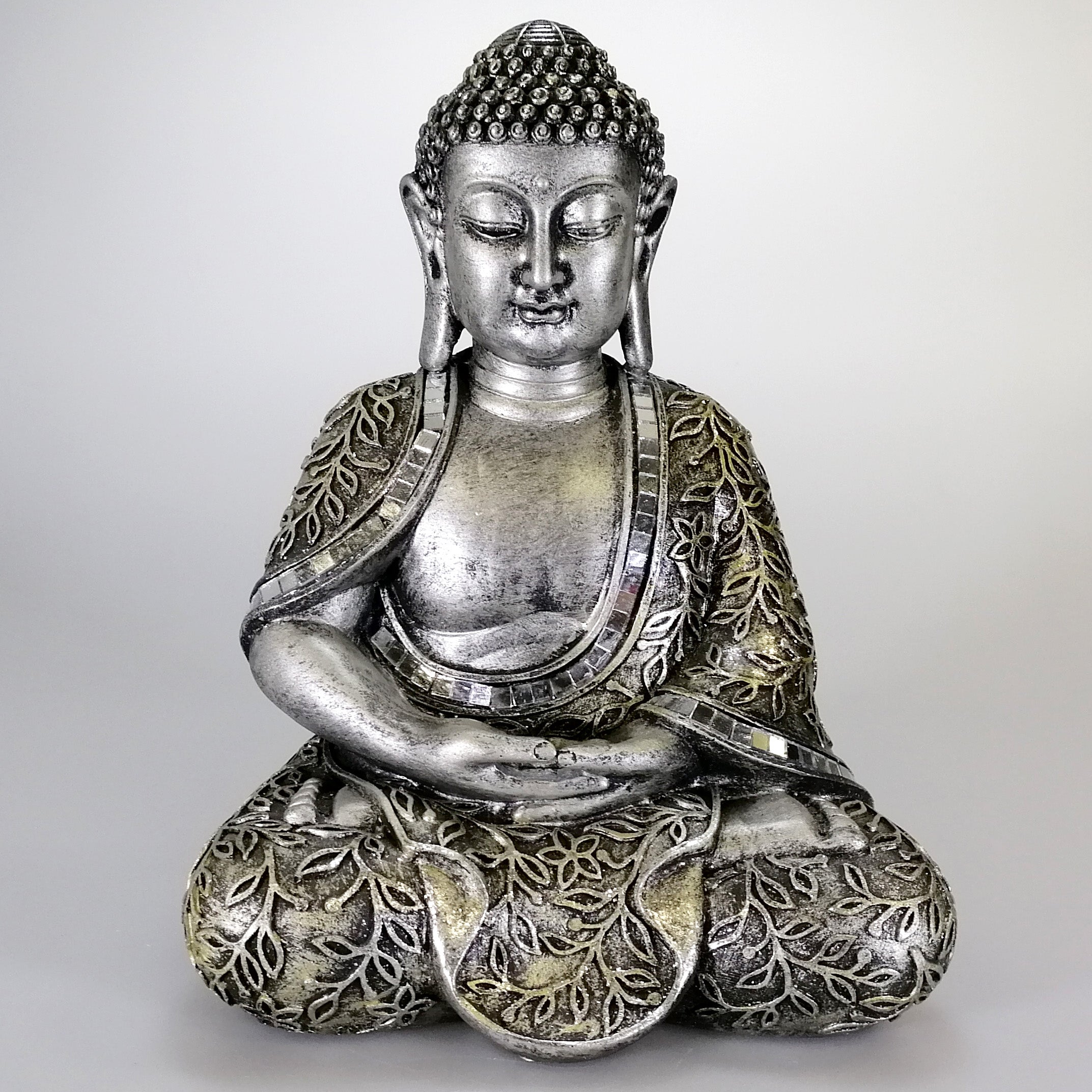 Sitting Buddha - Painted Silver