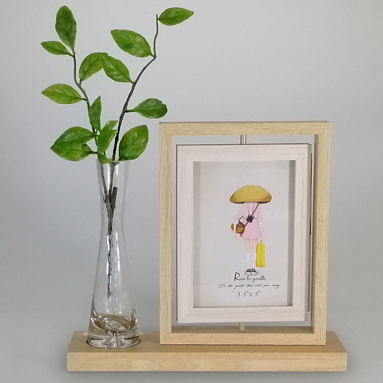 Light Spin Photo Frame With Glass Vase - 3.5"x 5"