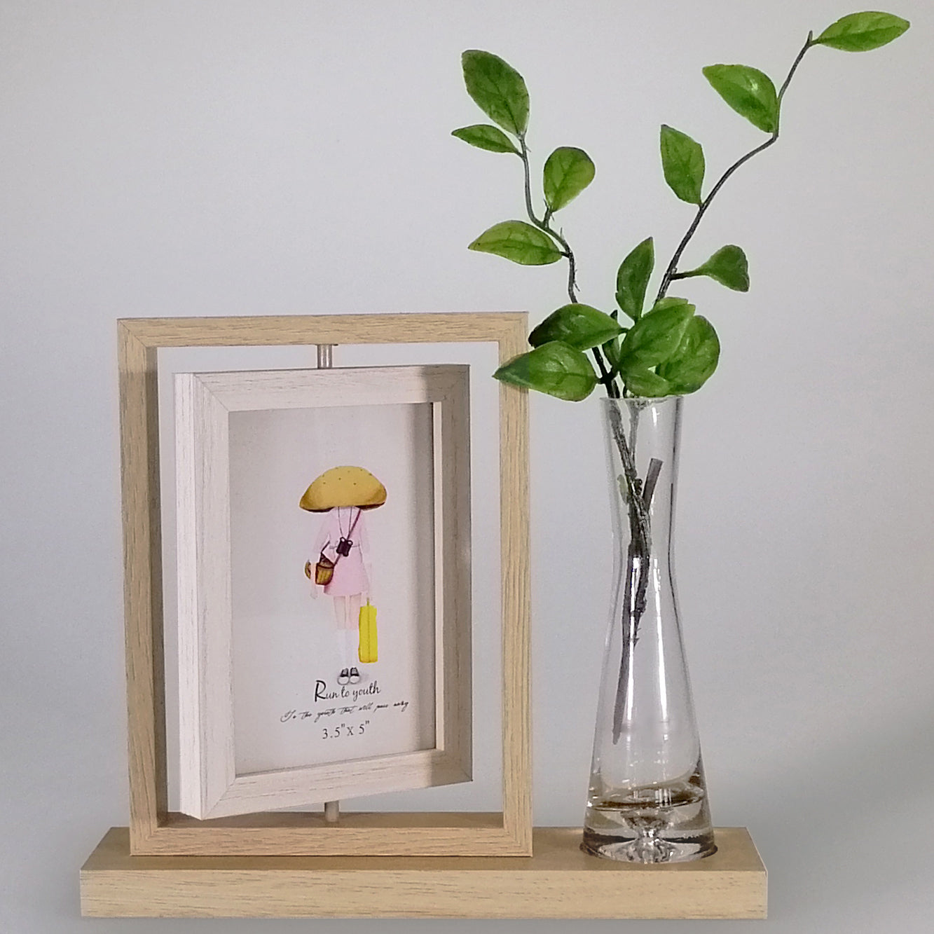 Light Spin Photo Frame With Glass Vase - 3.5"x 5"
