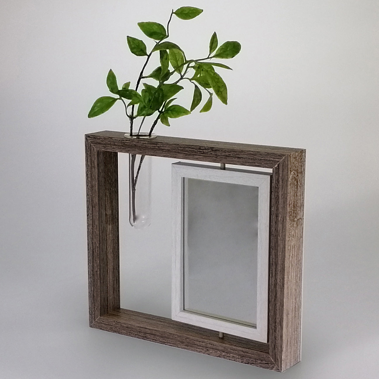 Dark Mirror Spin Photo Frame With Tube Vase - 4"x 6"