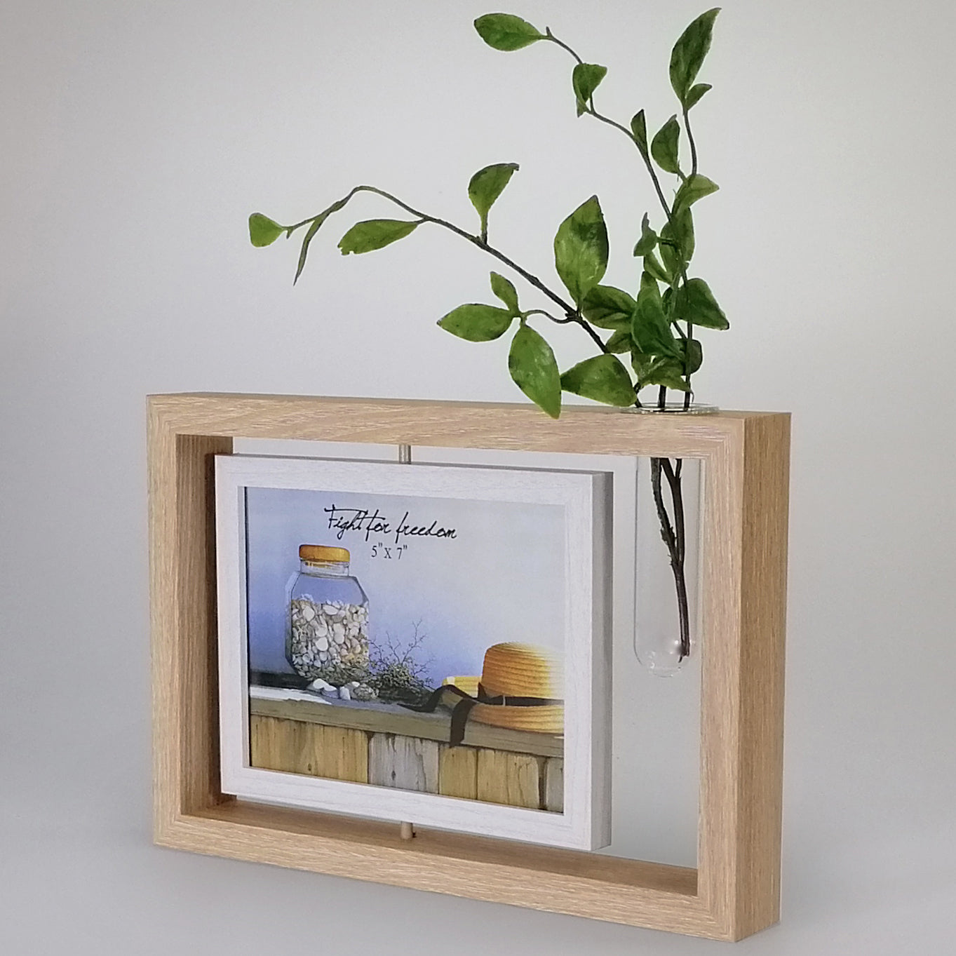 Light Mirror Spin Photo Frame With Tube Vase - 5"x 7"