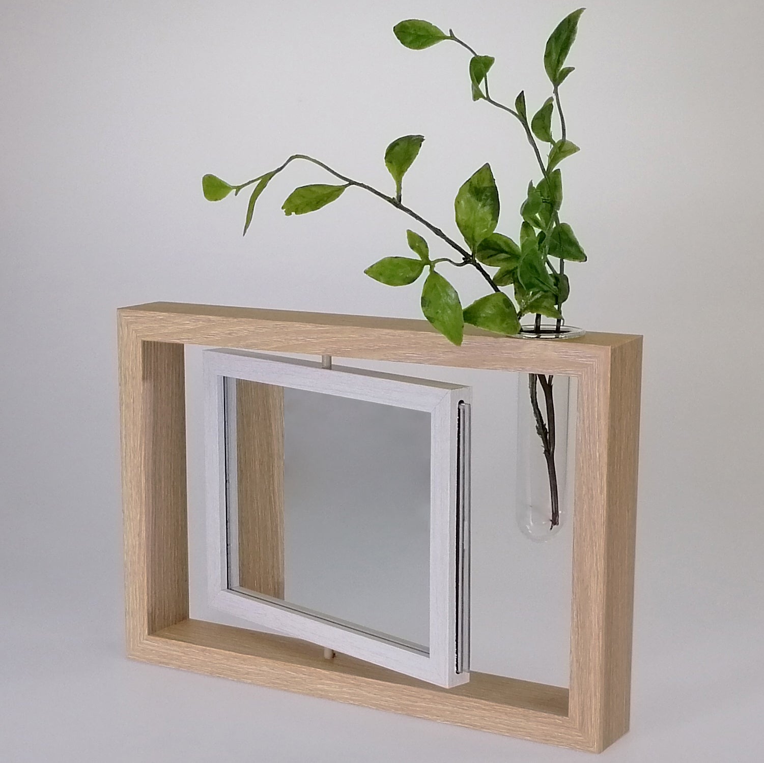 Light Mirror Spin Photo Frame With Tube Vase - 5"x 7"