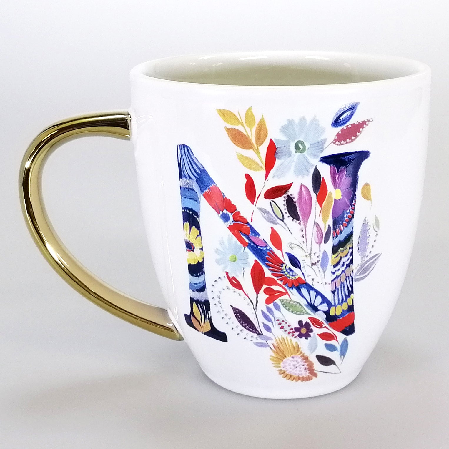 Floral Letter Mug - N
