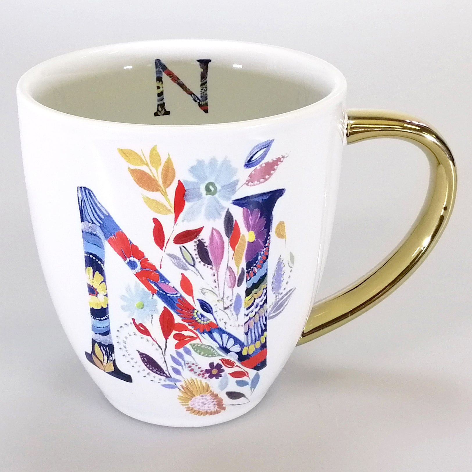 Floral Letter Mug - N