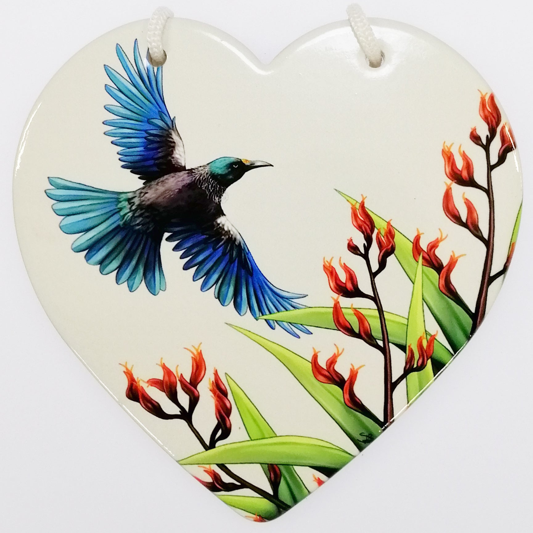 Sophie Blokker - Tui in Flight Ceramic Heart Wall Hanging