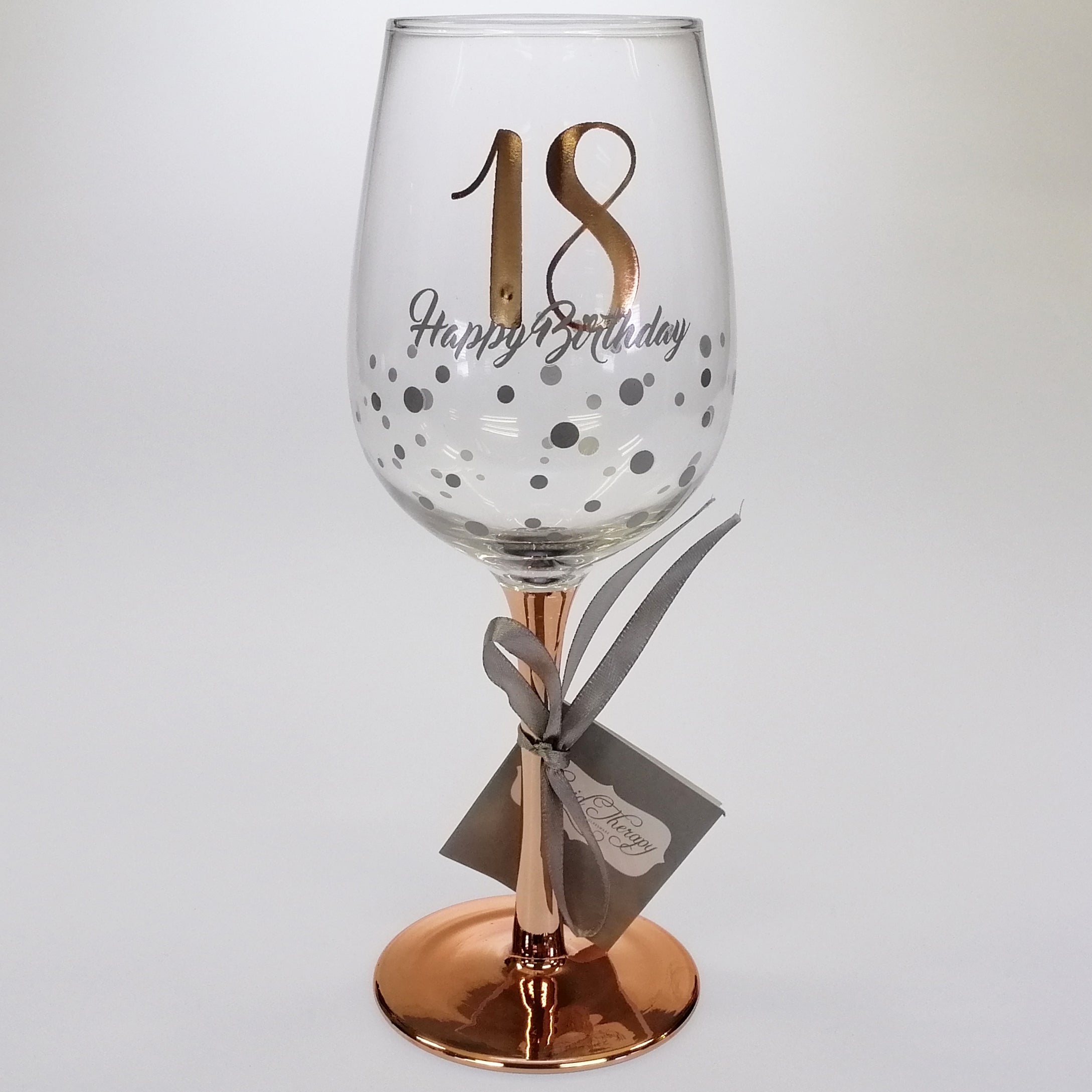 18th Happy Birthday Rose Gold Stem Wine Glass
