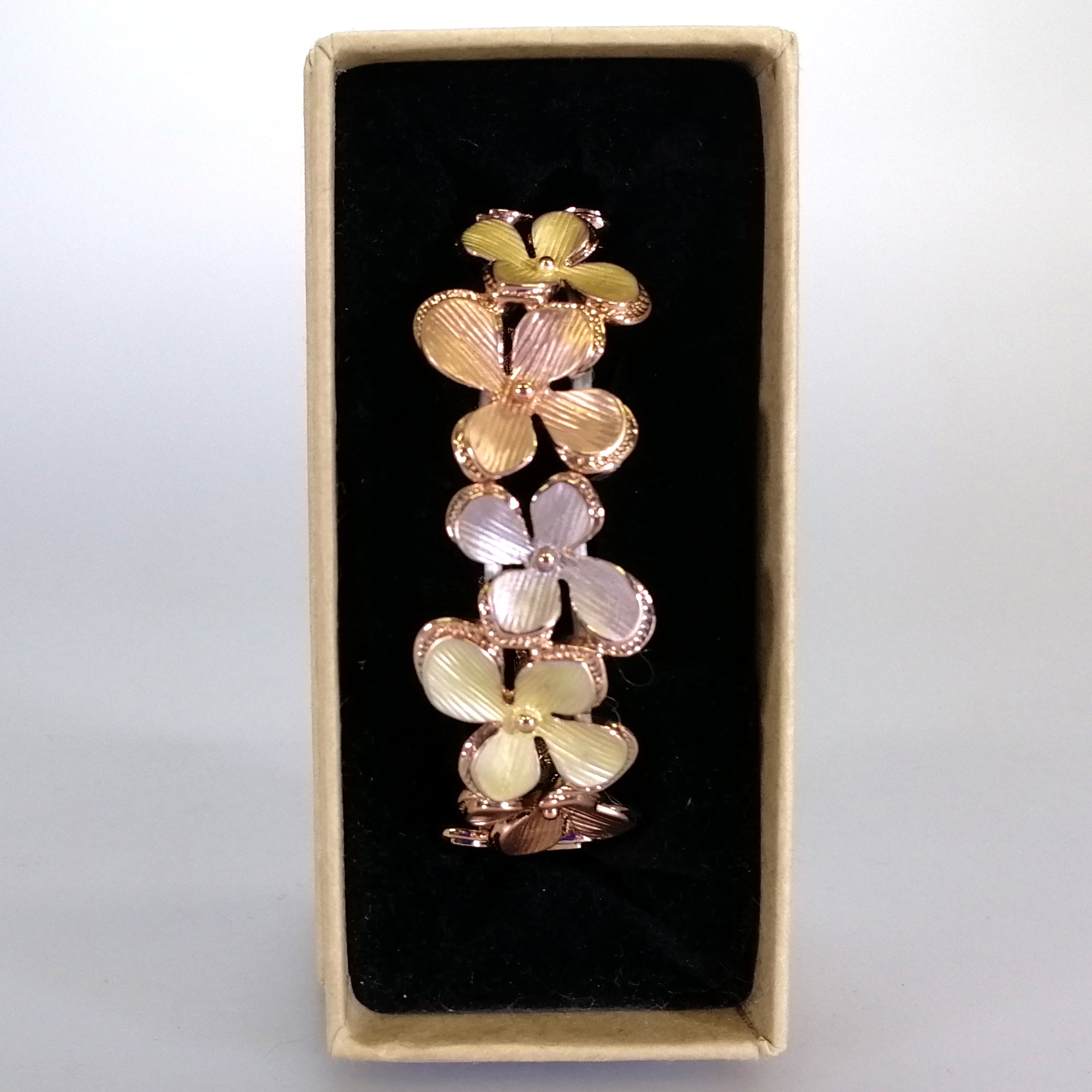 Kiwicraft - Rose Gold Flowers Elastic Bangle