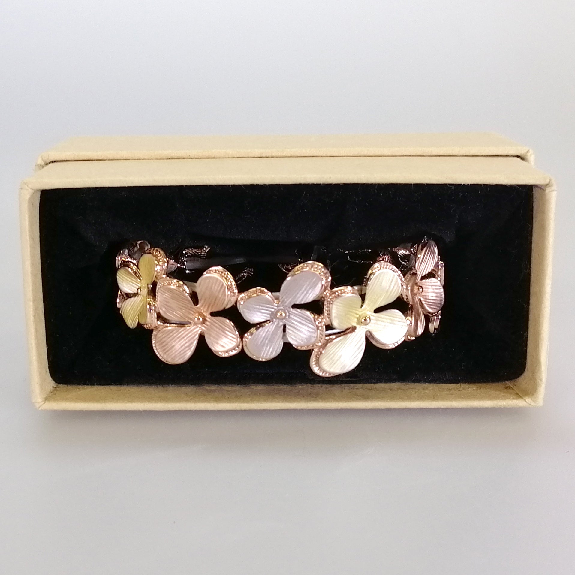 Kiwicraft - Rose Gold Flowers Elastic Bangle