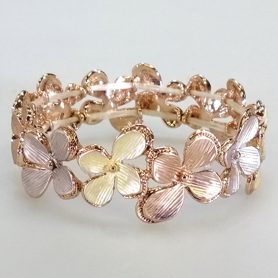 Kiwicraft - Rose Gold Flowers Elastic Bangle