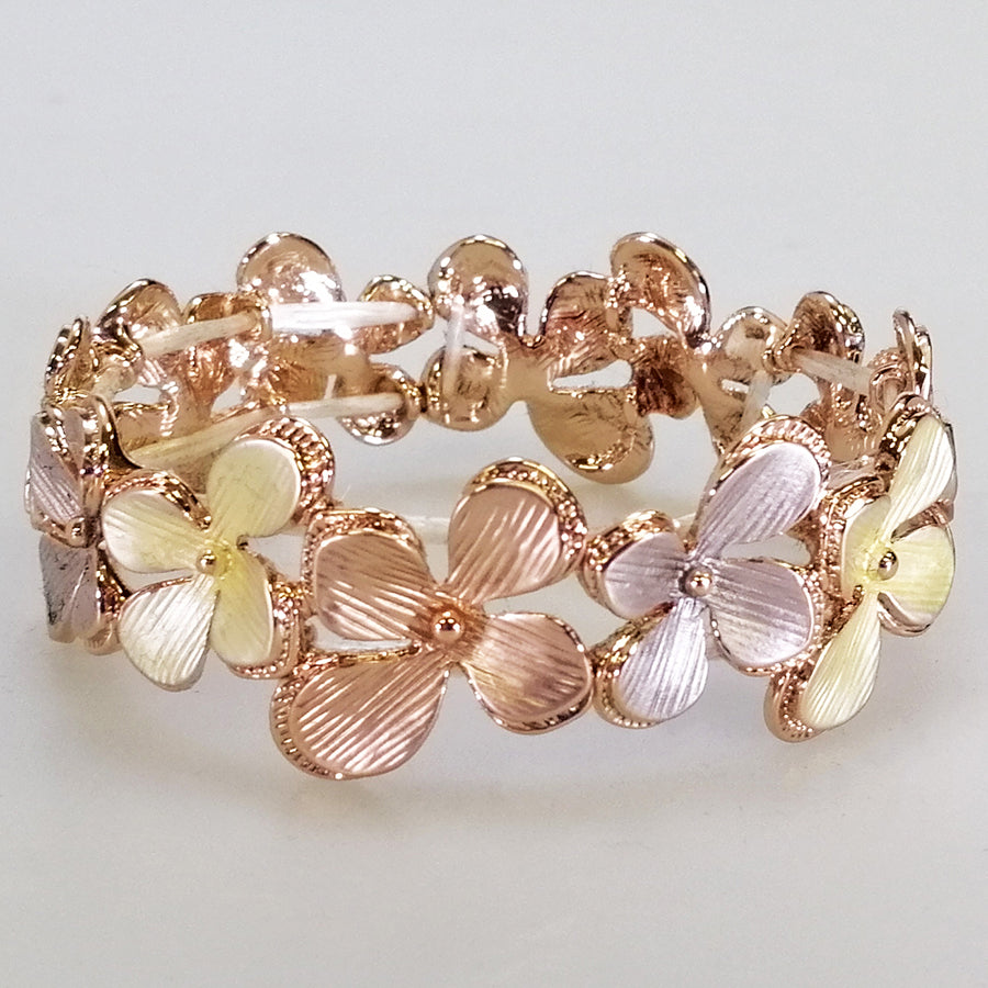 Kiwicraft - Rose Gold Flowers Elastic Bangle