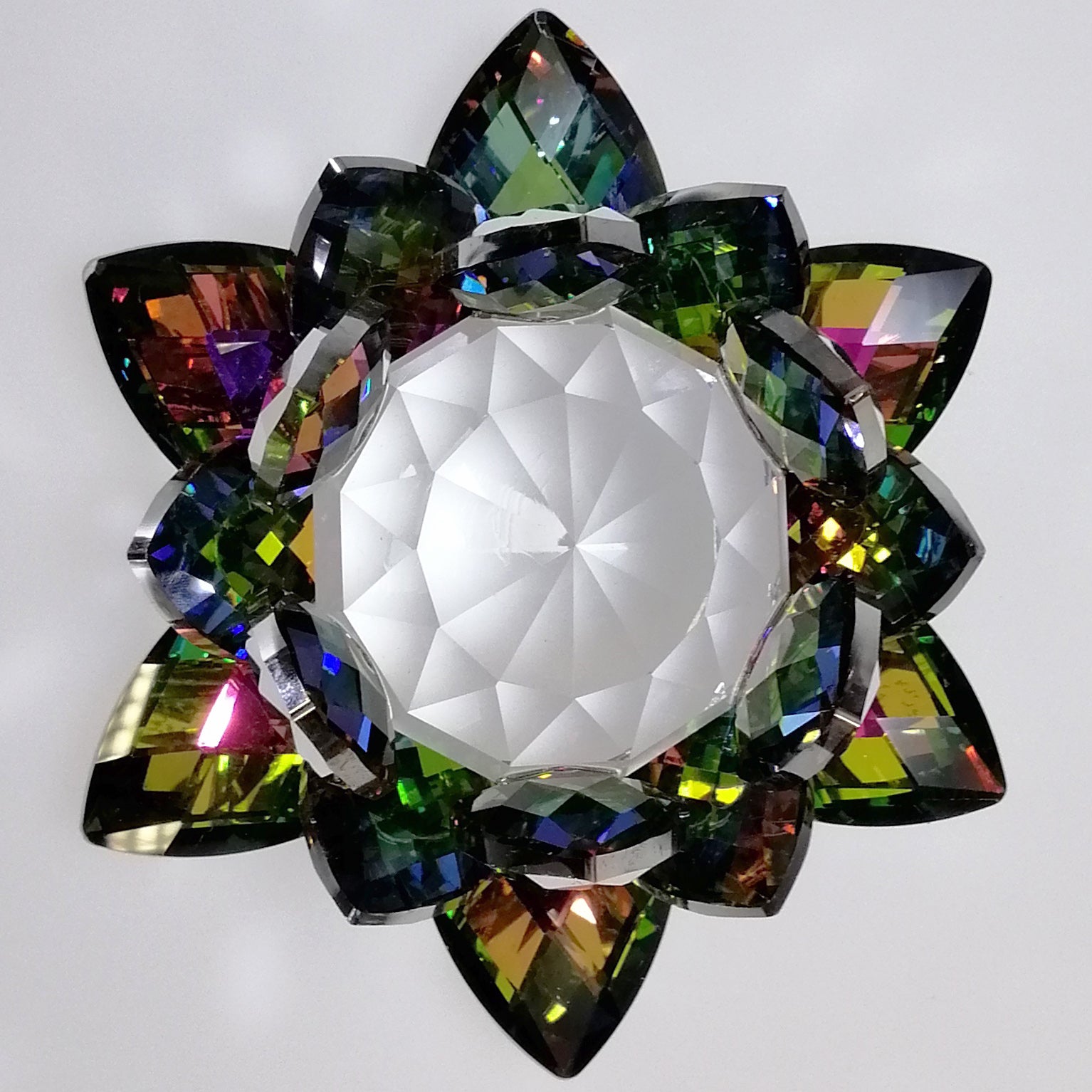 Dark Iridescent Lotus with Glass Orb