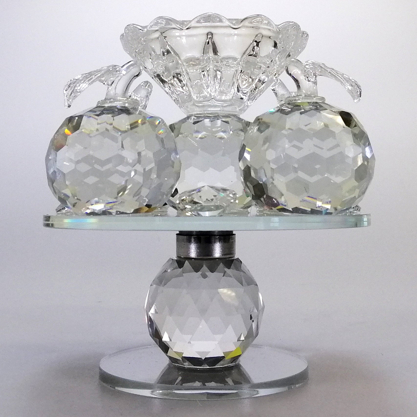 Clear Glass Apples Tealight Holder on Turnable Plate