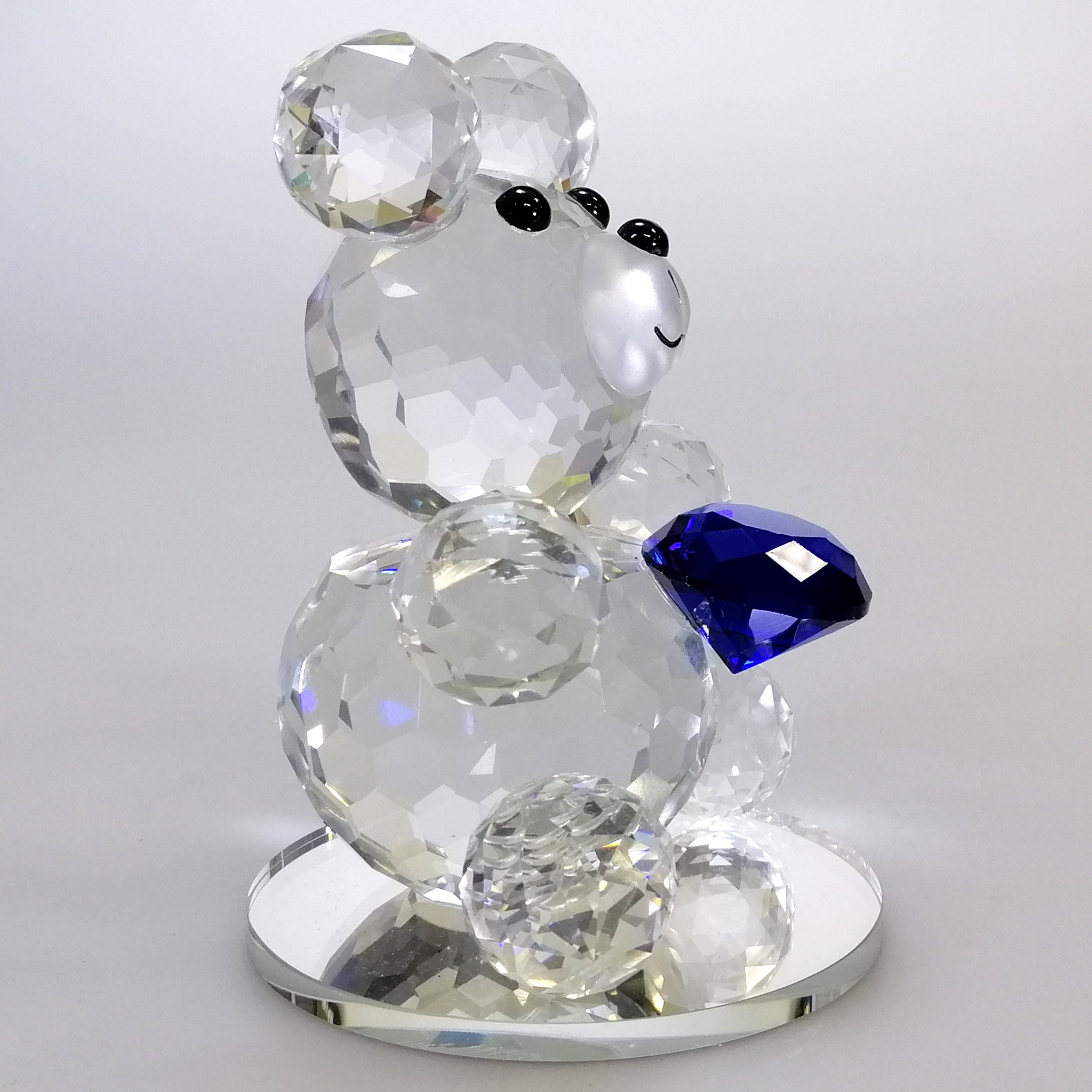 Clear Glass Bear with Blue Gem