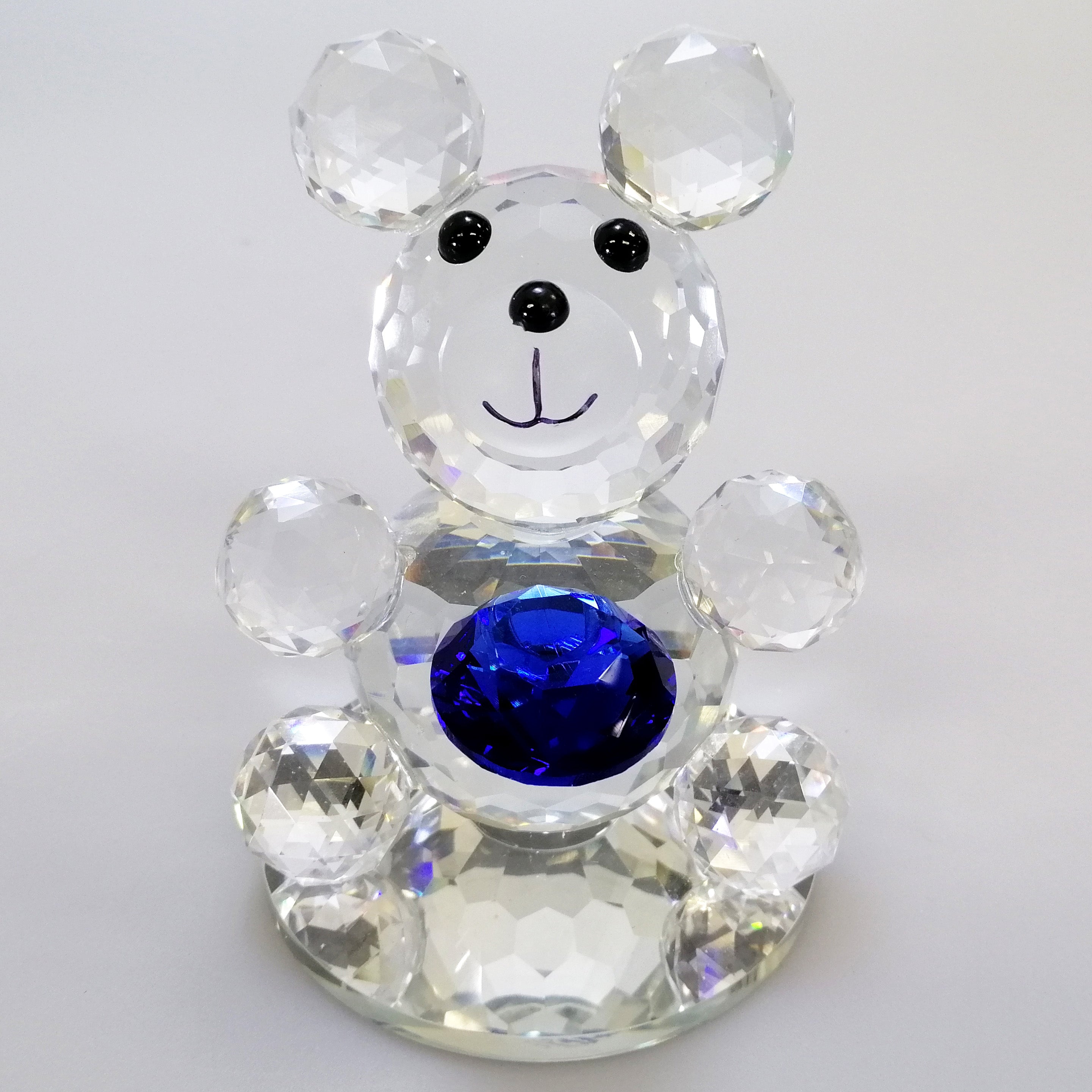 Clear Glass Bear with Blue Gem