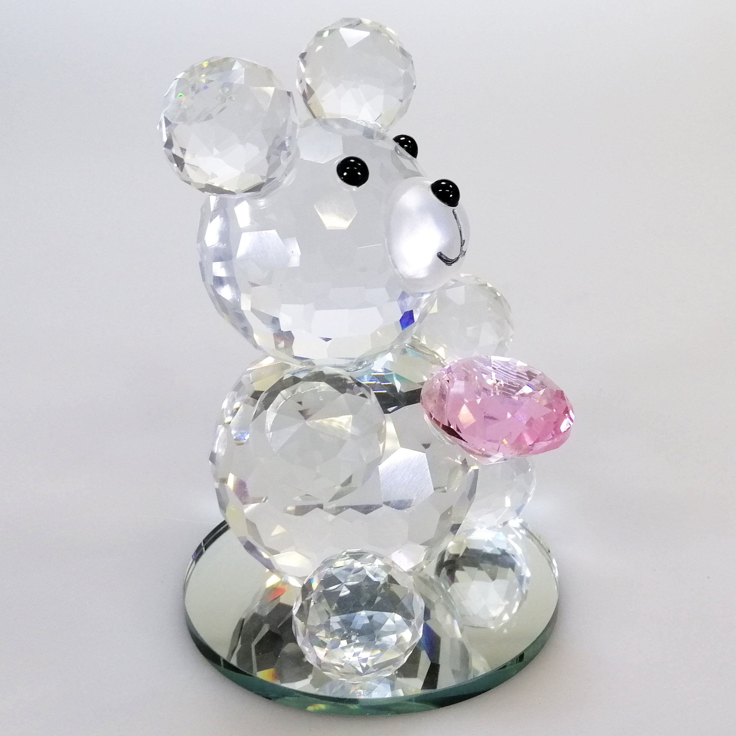 Clear Glass Bear with Pink Gem