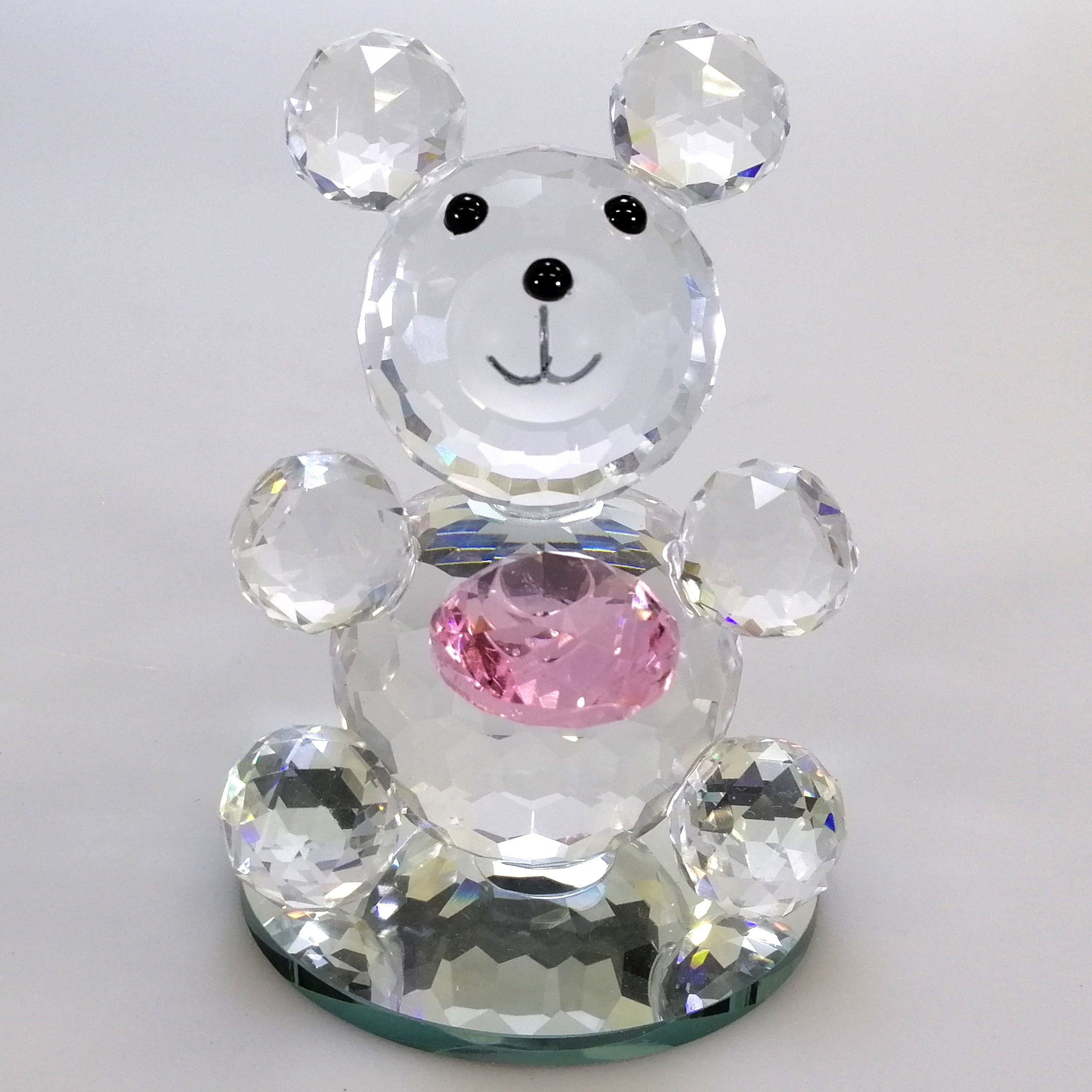 Clear Glass Bear with Pink Gem