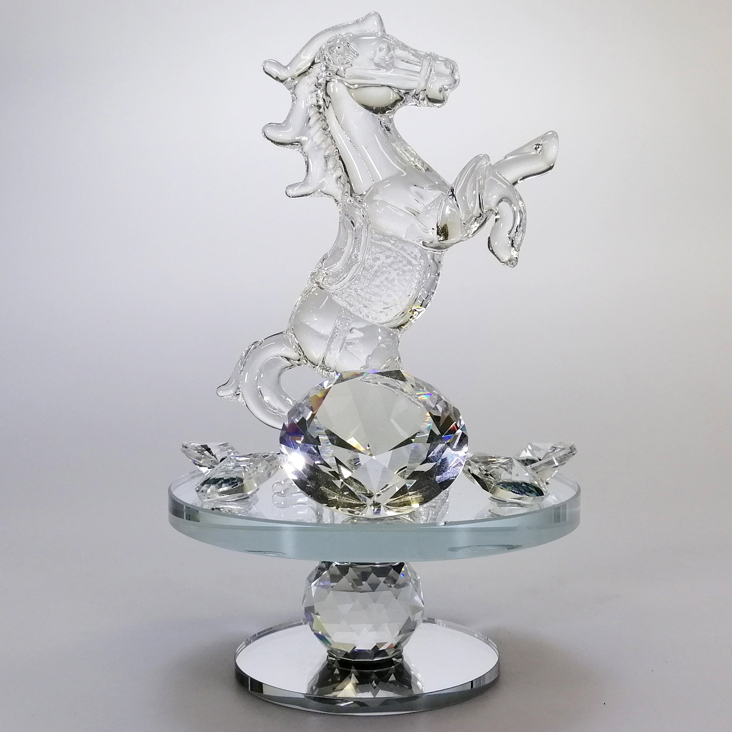 Clear Glass Rearing Horse