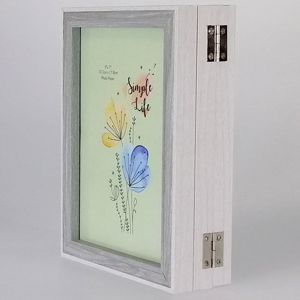 Grey Hinged Triple Photo Frame - 5"x 7"