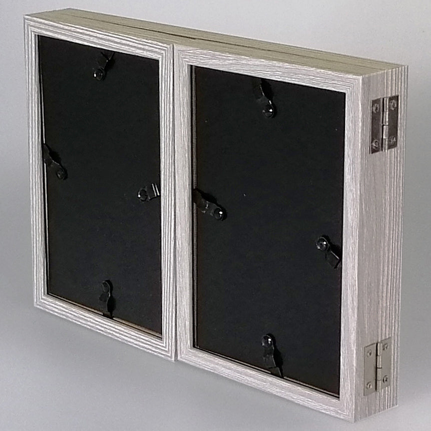 Grey Fold-in Hinged Triple Photo Frame - 5x7" & 4x6"