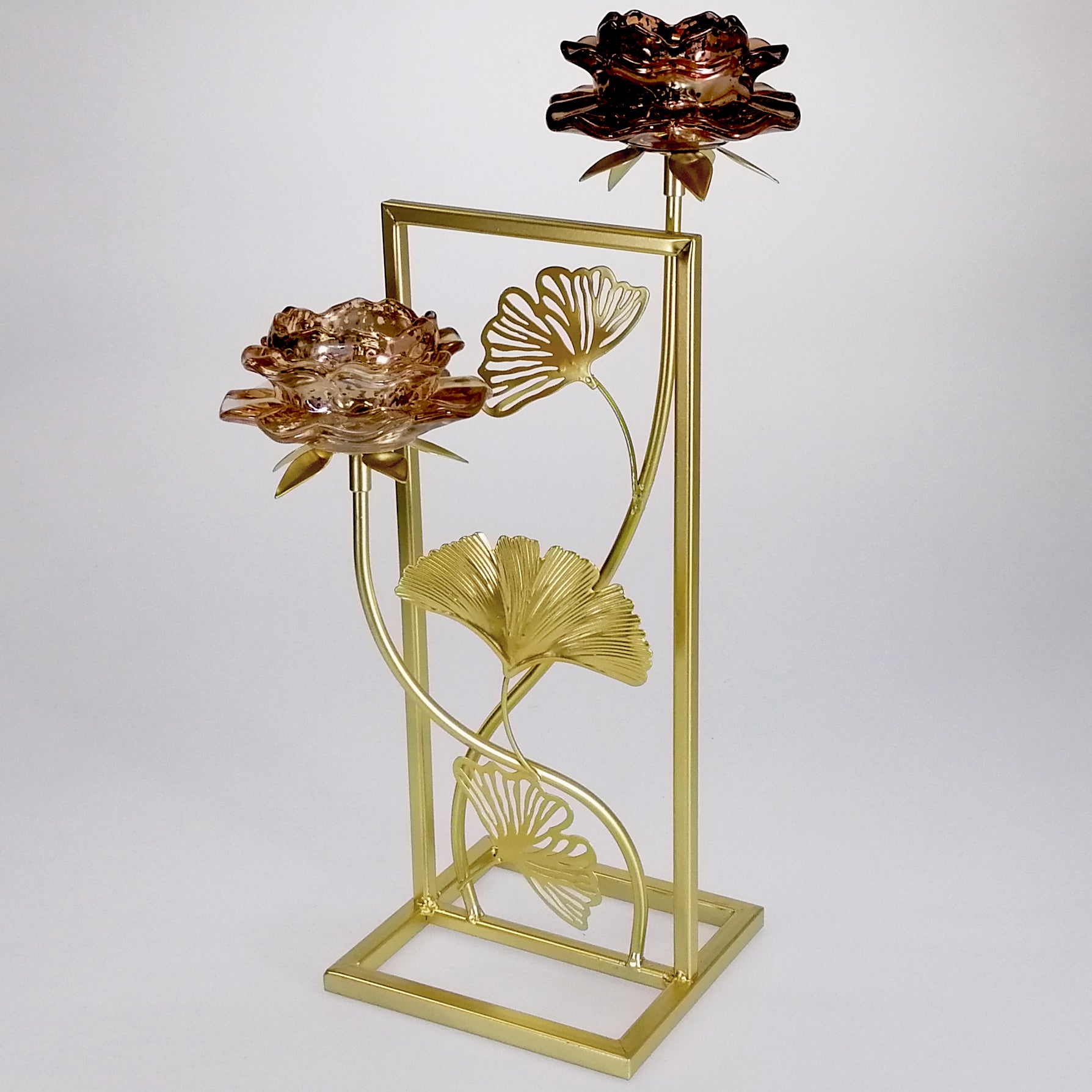 Double Flower Gold Candlestand