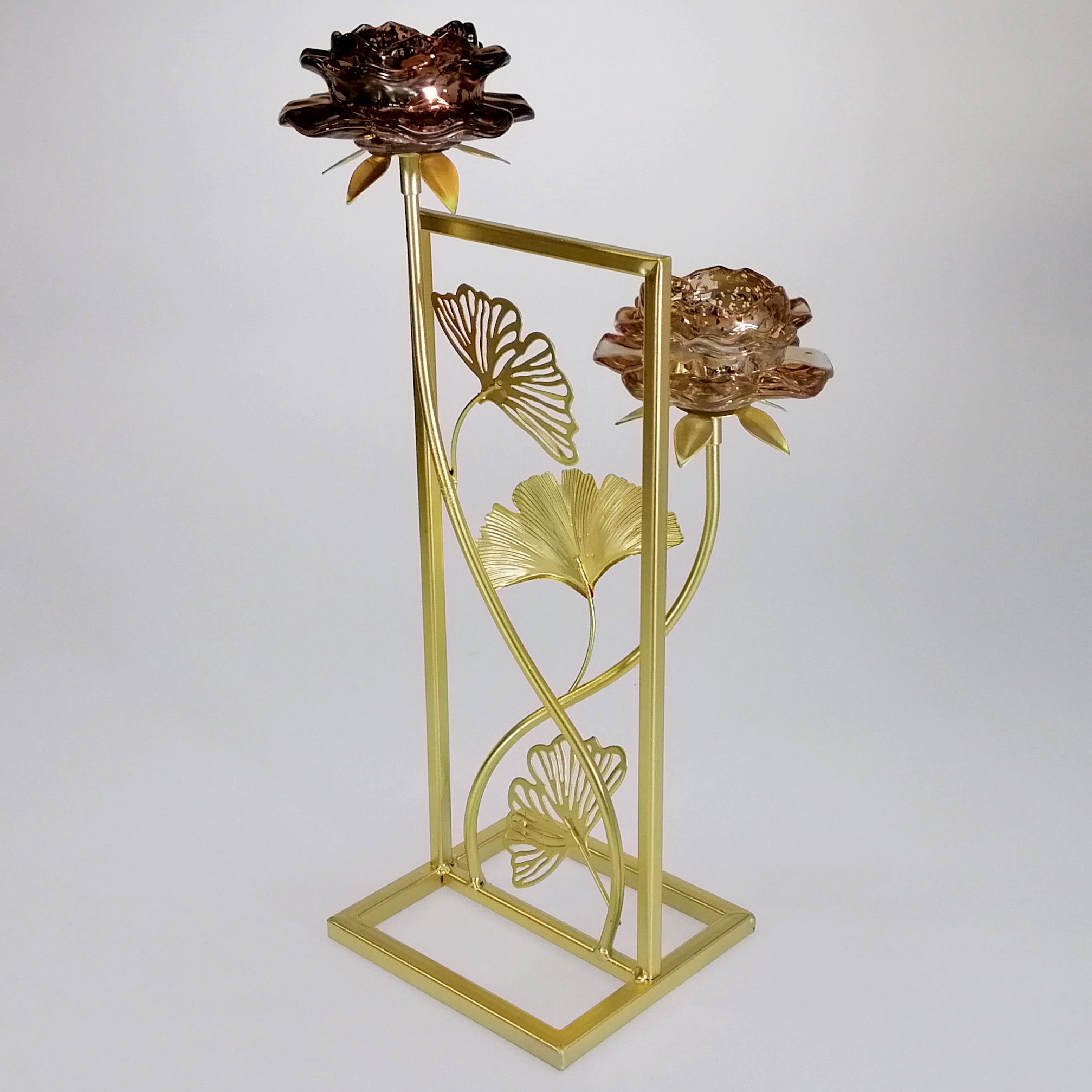 Double Flower Gold Candlestand