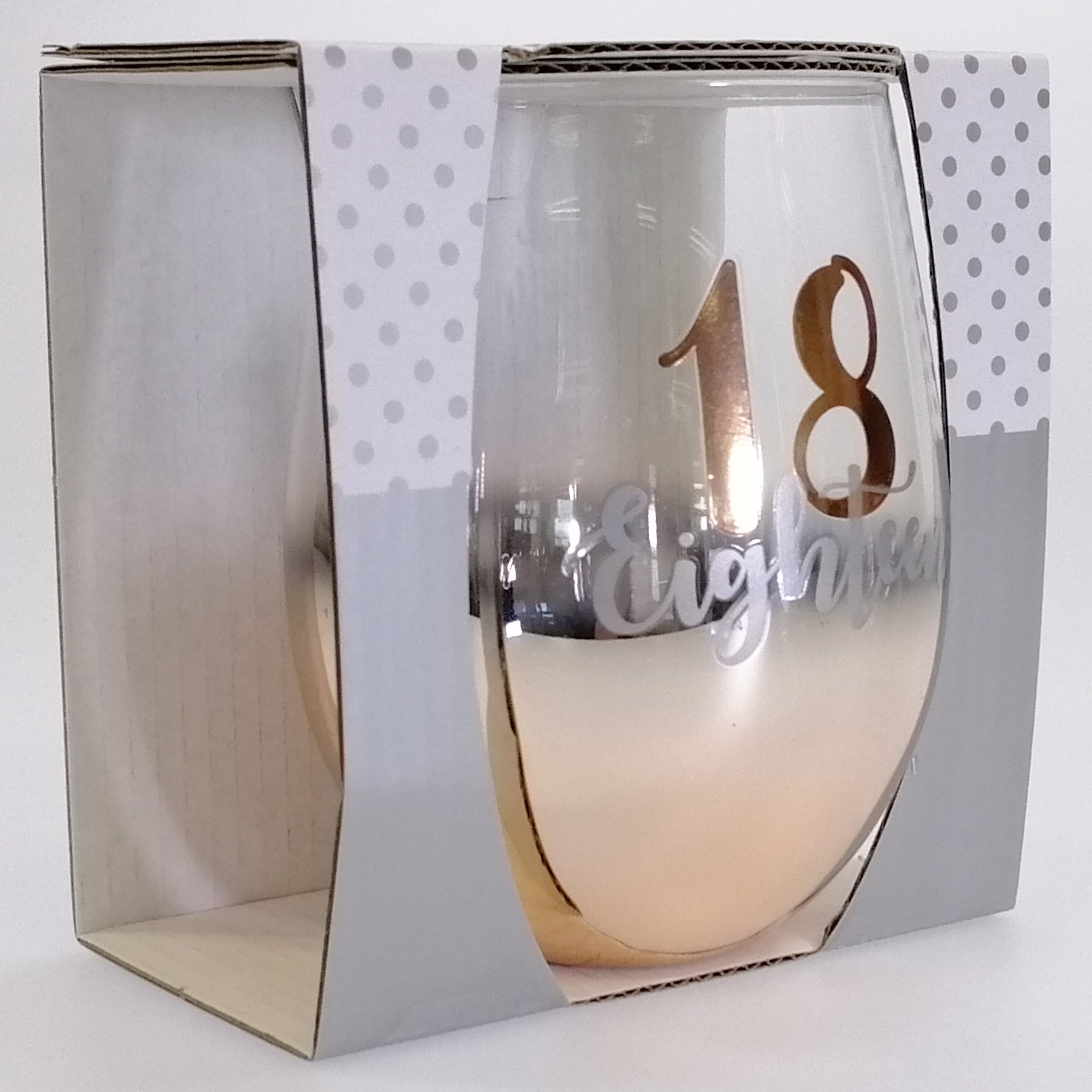 18th Gold Ombre Stemless Wine Glass
