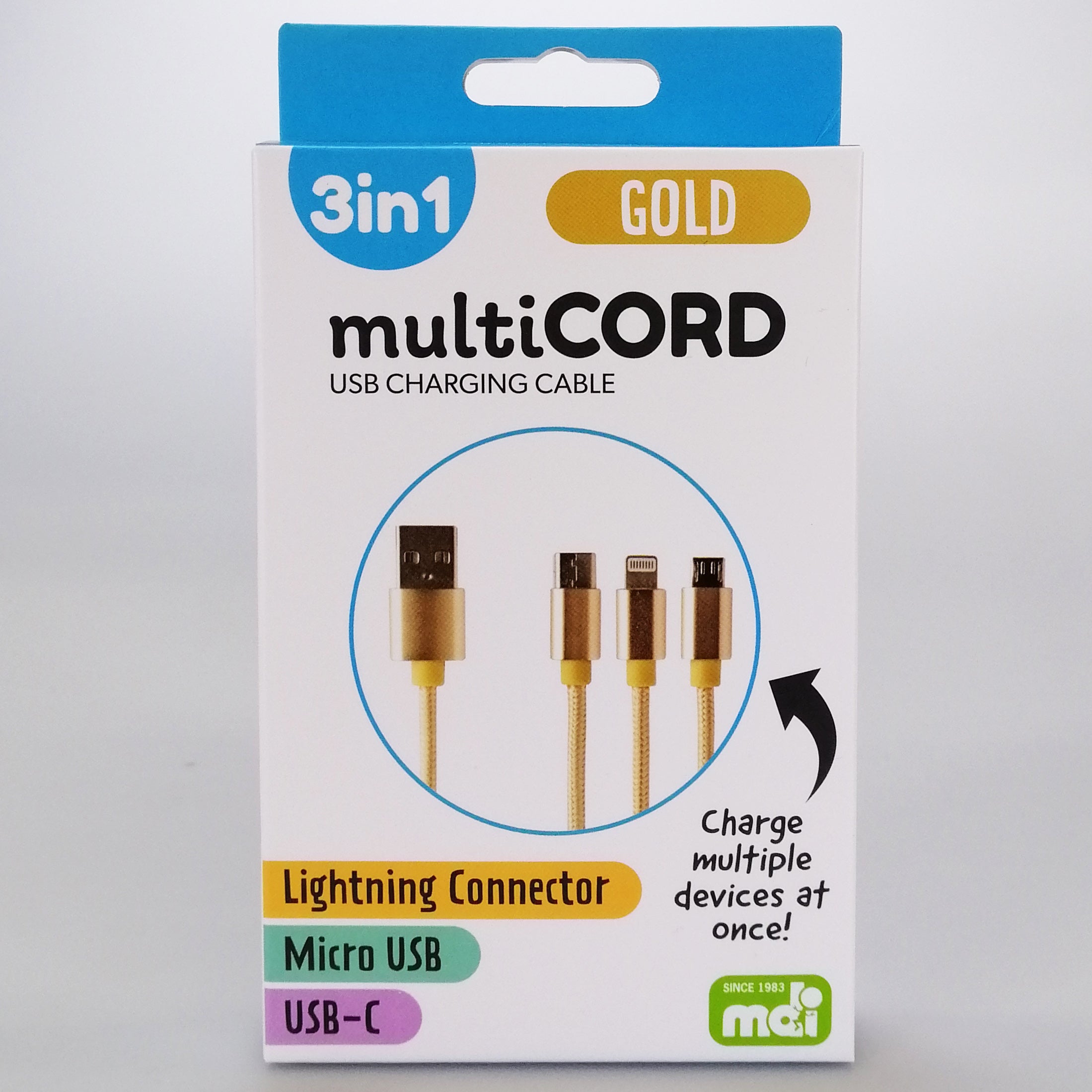 3in1 Multicord USB Charging Cable - Assorted Colours