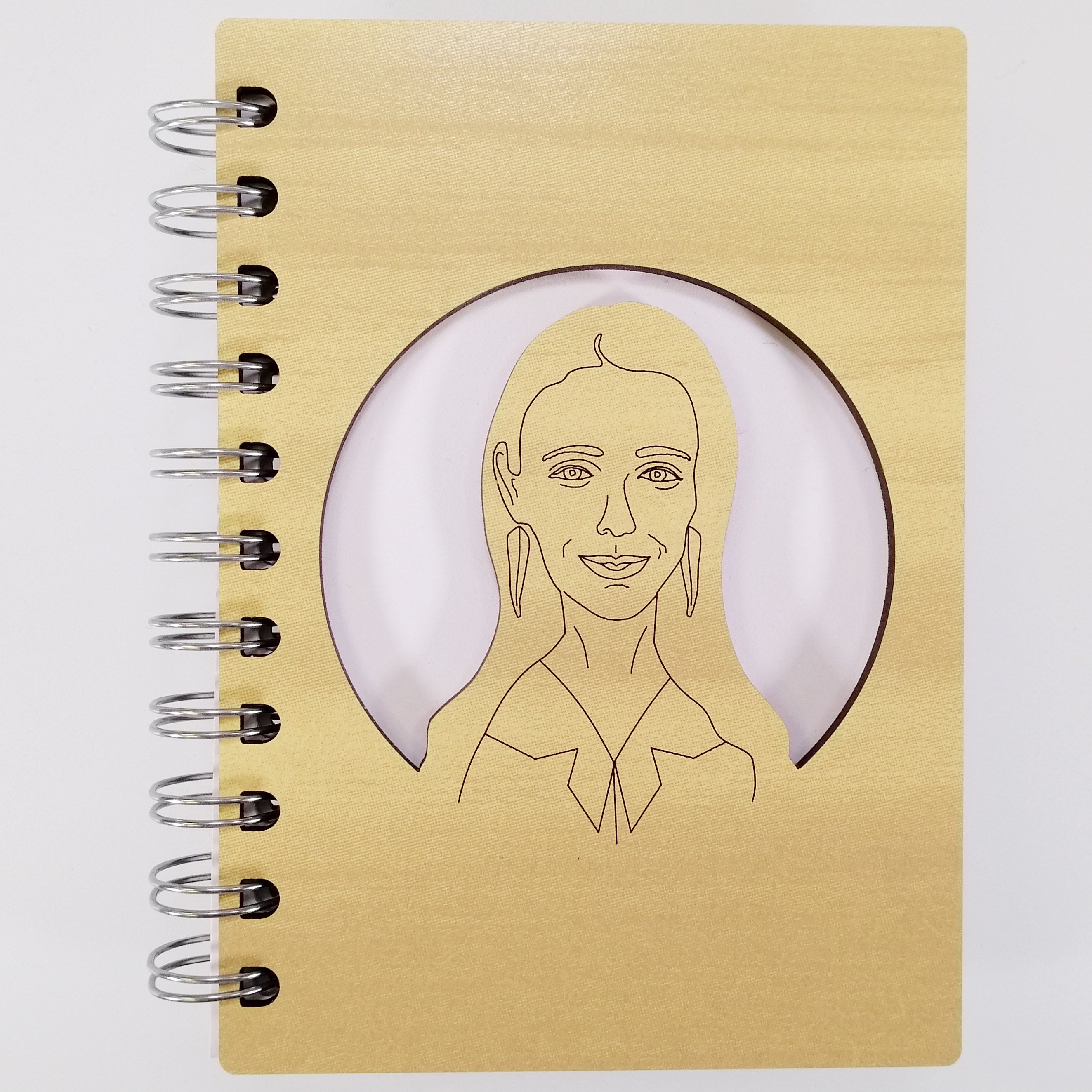 Jacinda' Wooden Cover Laser-Cut Notebook