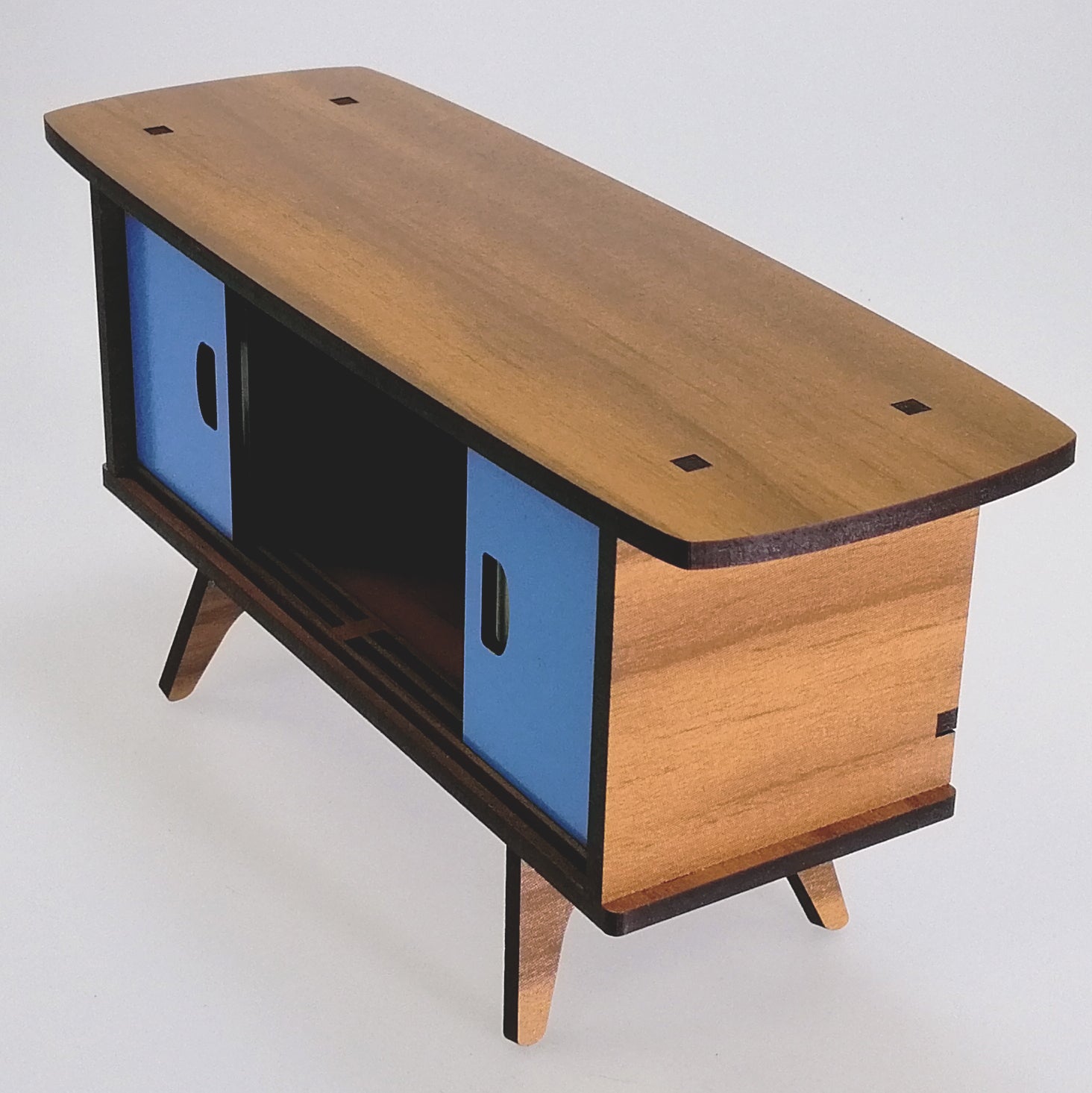 Four-Door Mini Cabinet Woodcraft - Cream & Blue