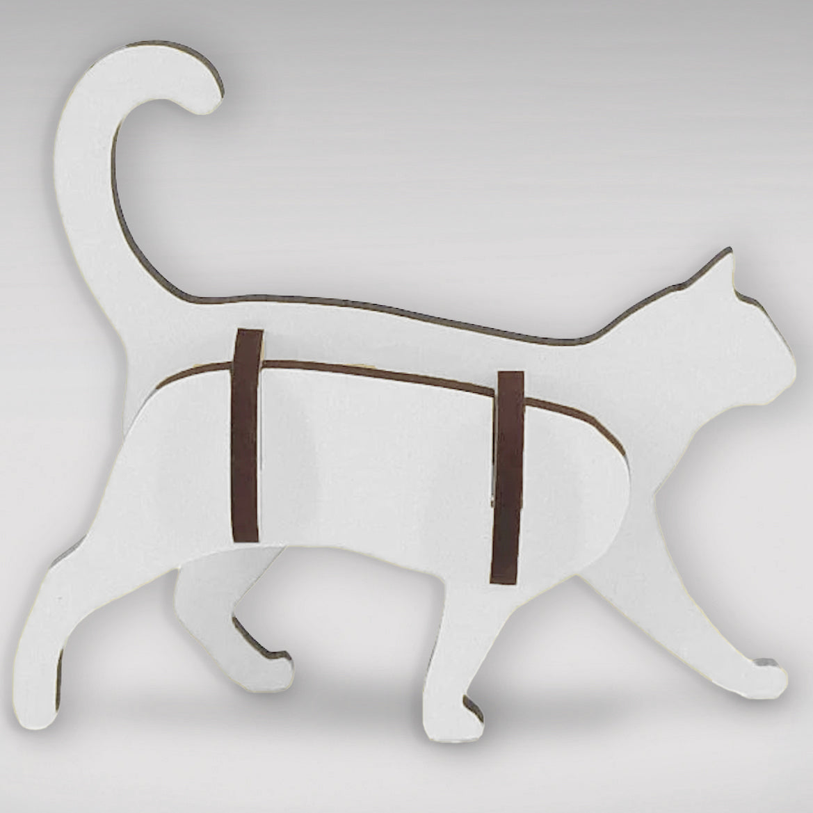 Flat-pack Kitset Wooden Model - Cat Walking - White