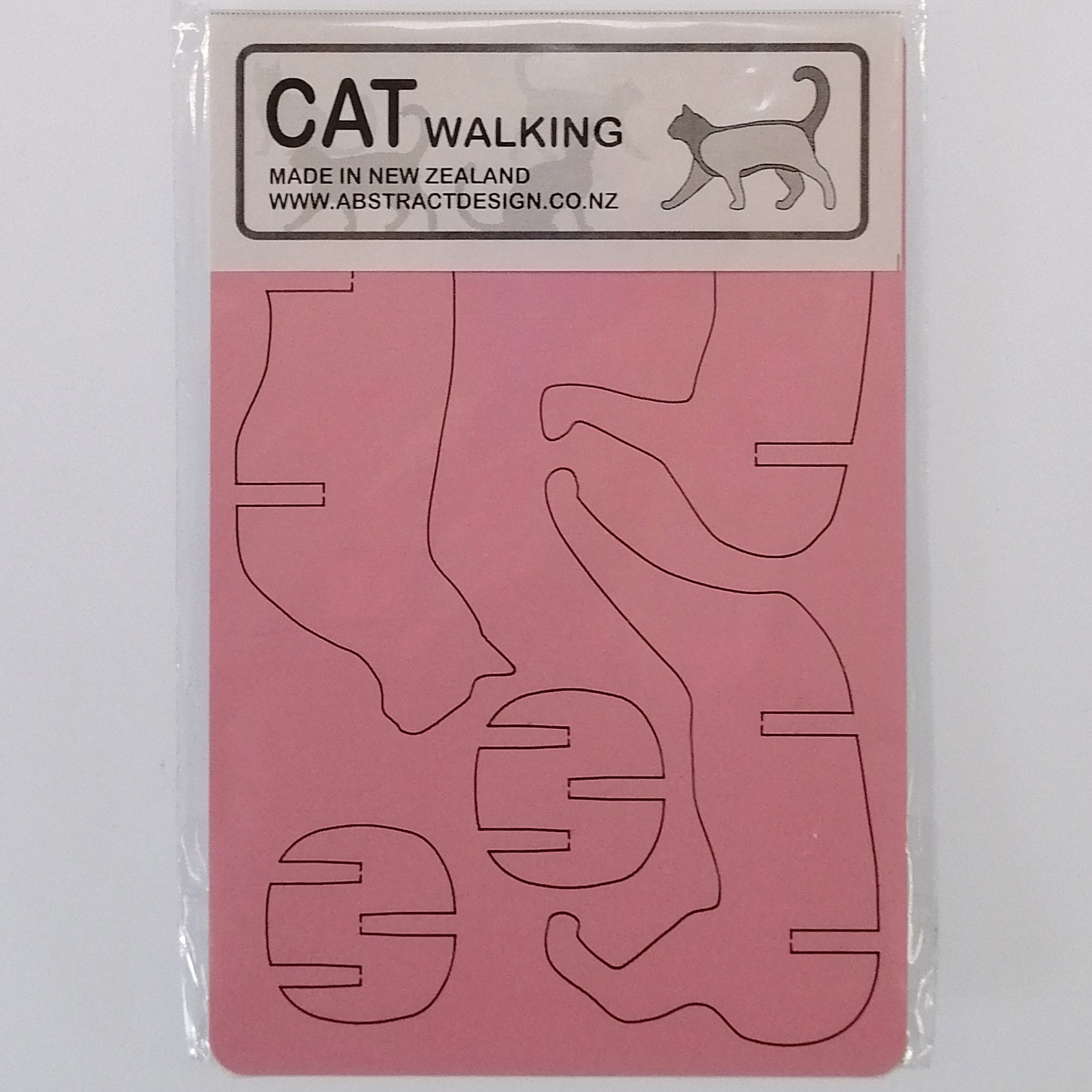 Flat-pack Kitset Wooden Model - Cat Walking - Pink