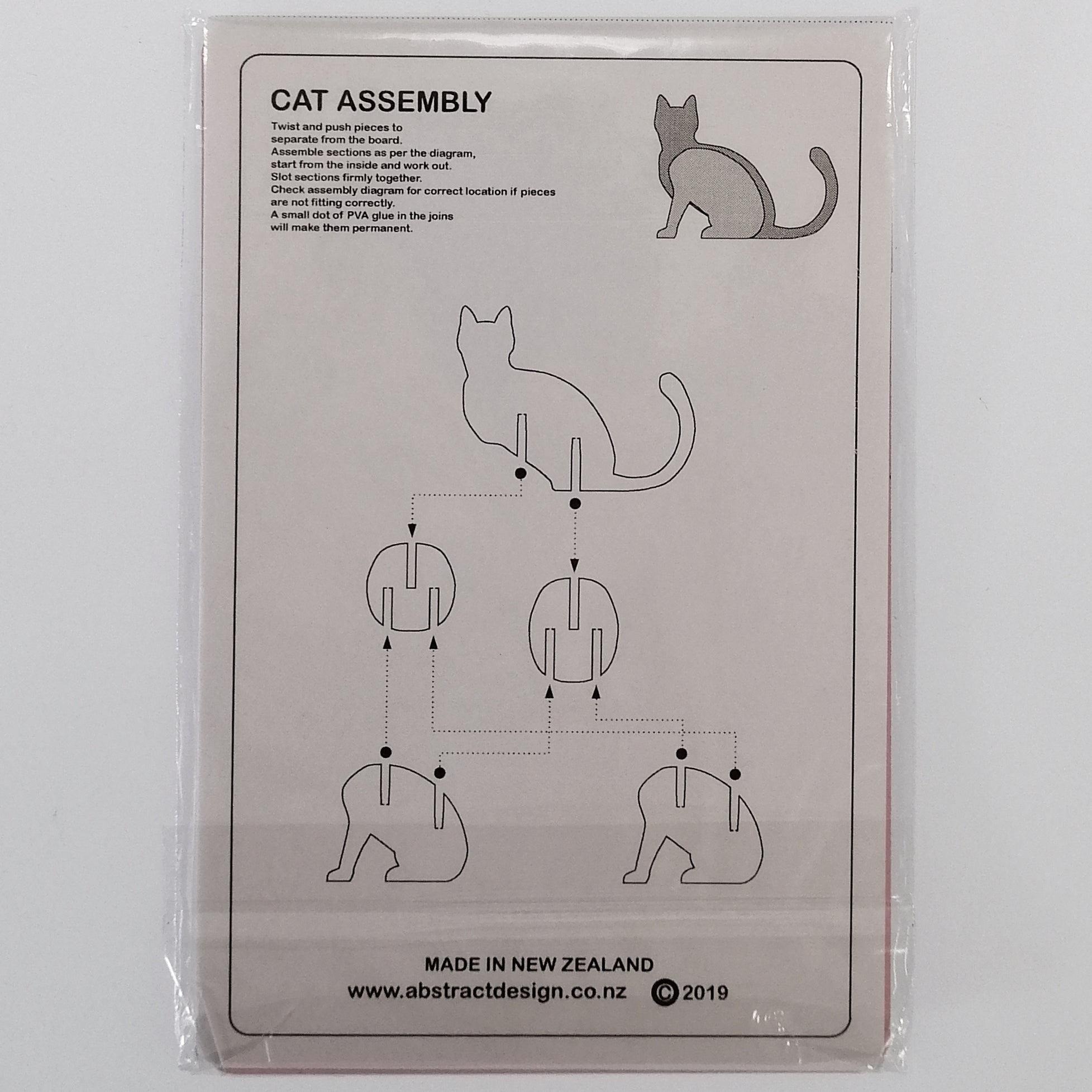 Flat-pack Kitset Wooden Model - Cat Sitting - Pink