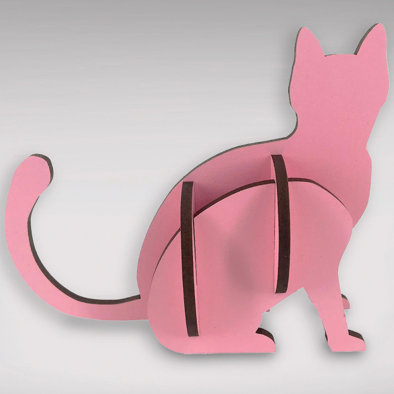 Flat-pack Kitset Wooden Model - Cat Sitting - Pink