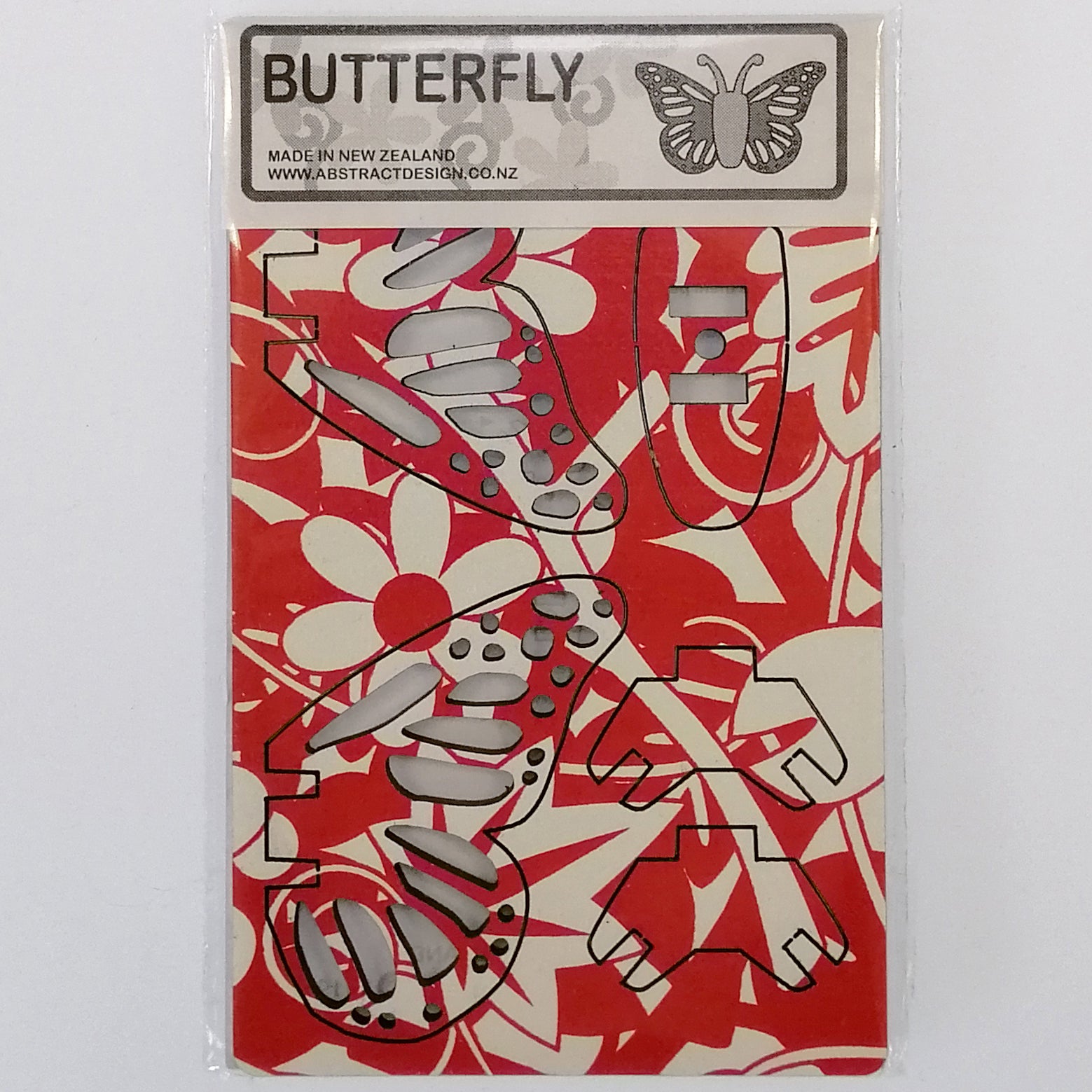 Flat-pack Kitset Wooden Model - Mini Butterfly - Red Pattern