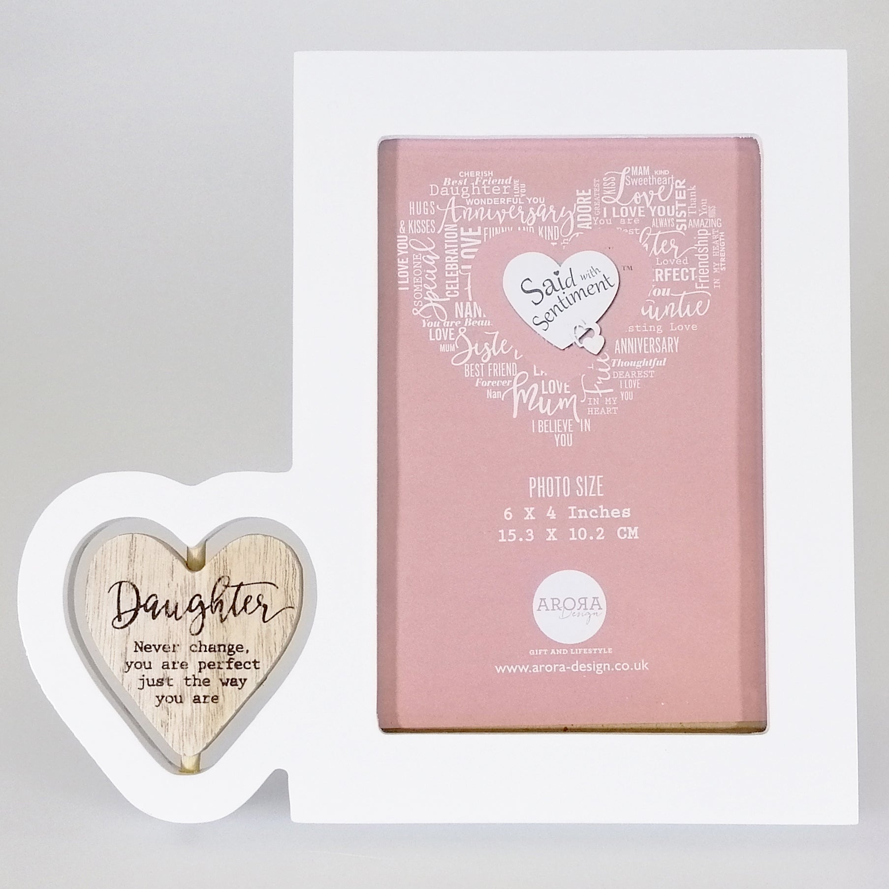 Wooden Frame with Spin Heart - Daughter - 4"x 6"