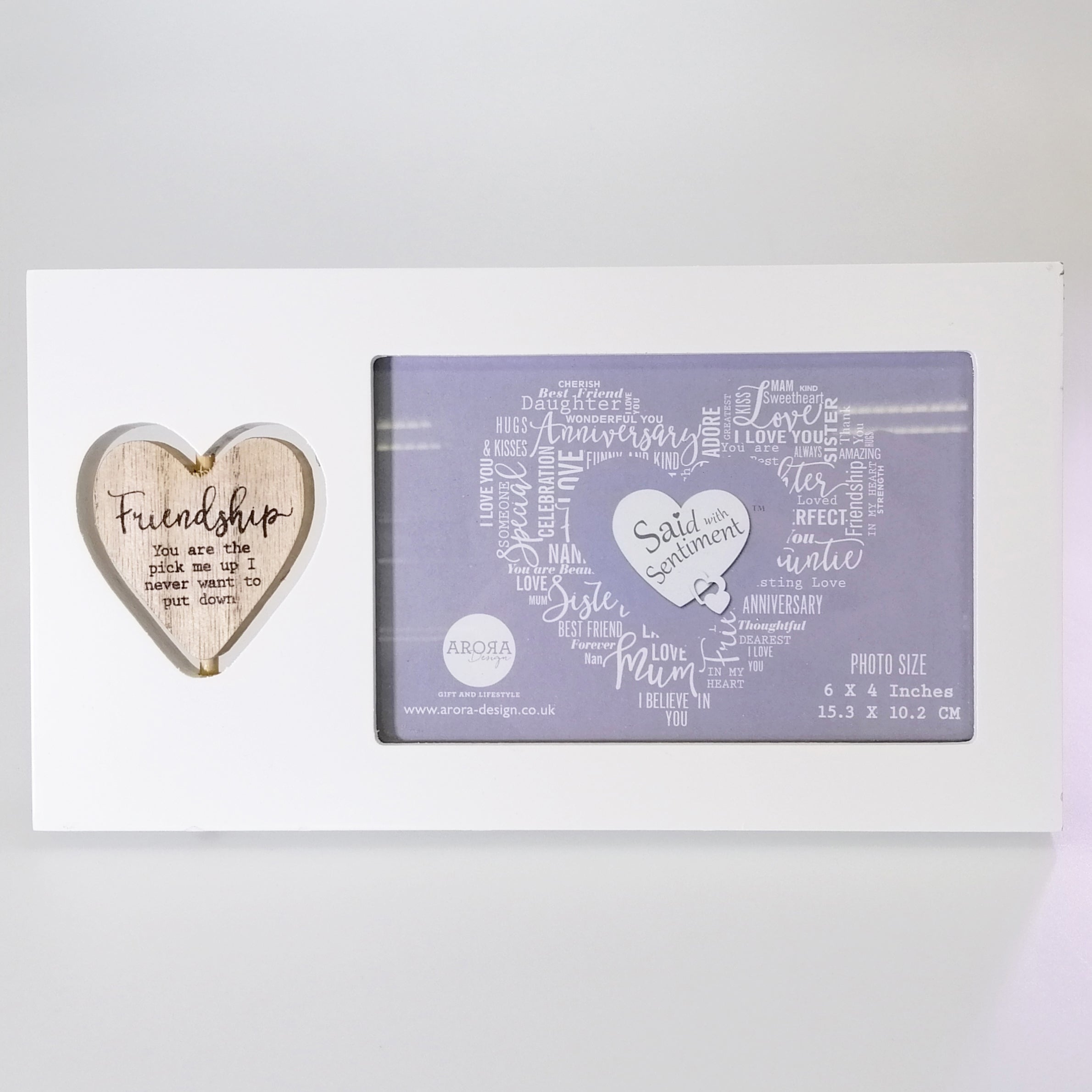 Spin Heart Wooden Frame - Friendship - 4"x 6"
