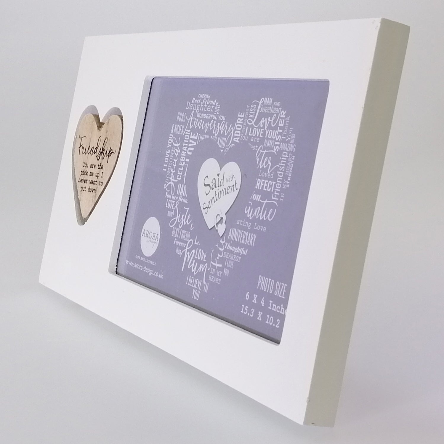 Spin Heart Wooden Frame - Friendship - 4"x 6"