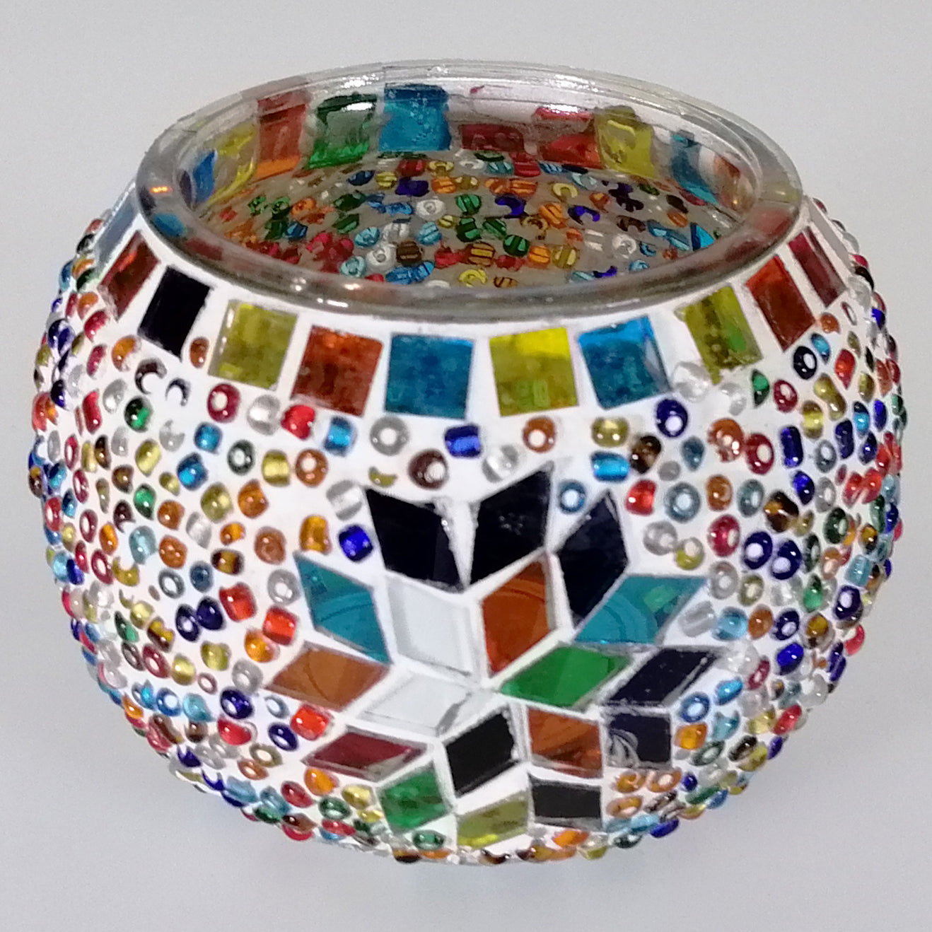Glass Mosaic Candle Holder - Multicolour