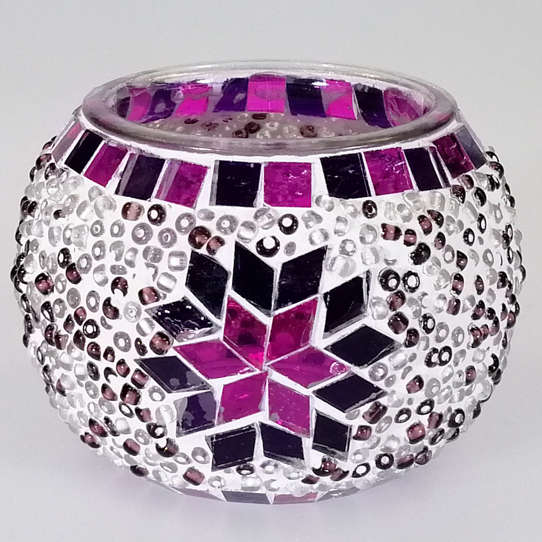 Glass Mosaic Candle Holder - Purple