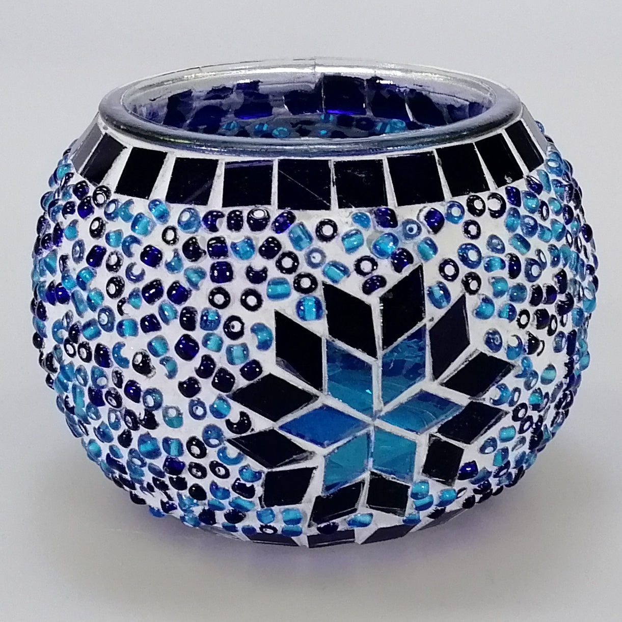 Glass Mosaic Candle Holder - Blue