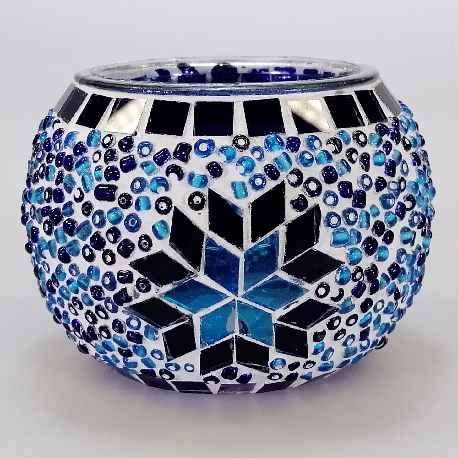 Glass Mosaic Candle Holder - Blue