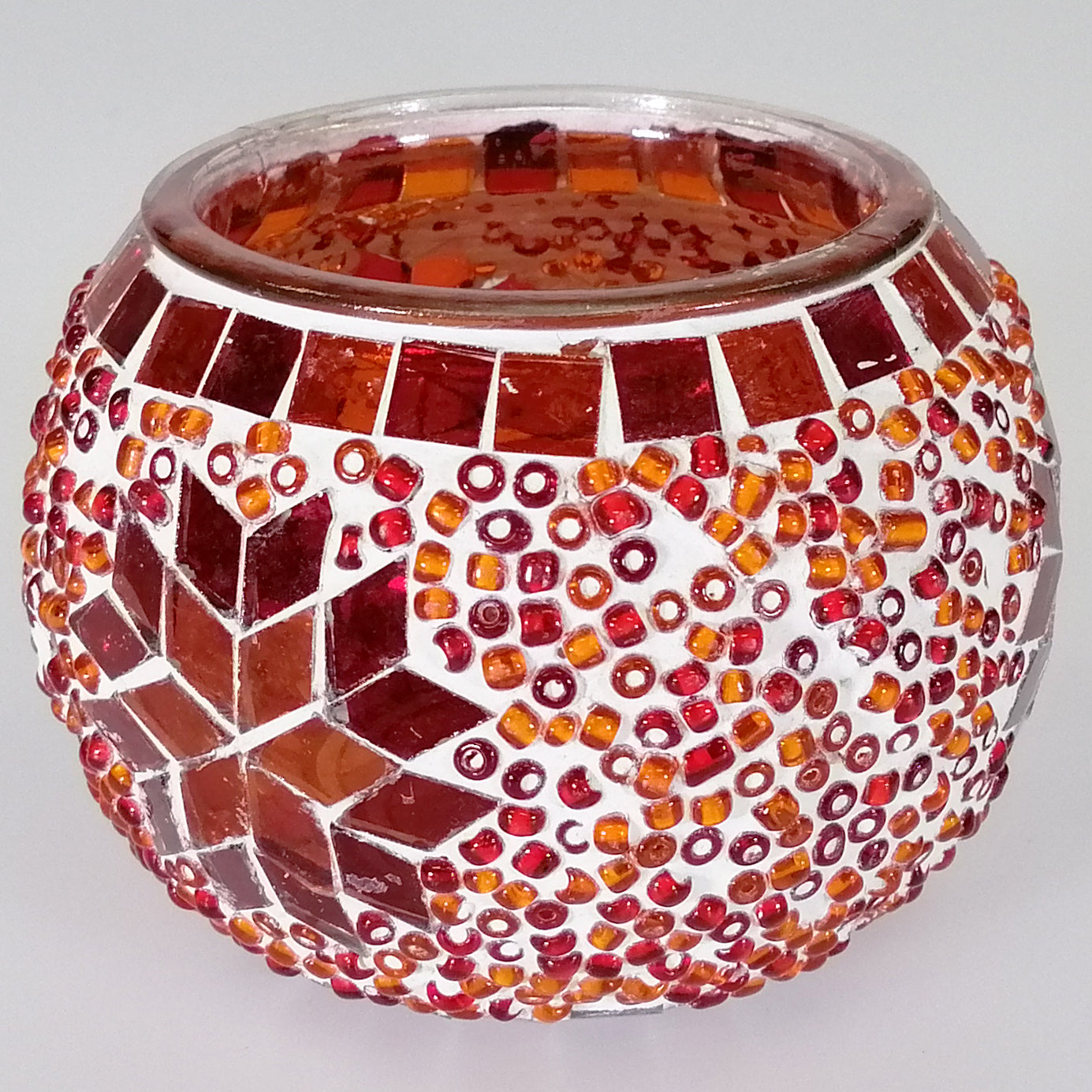 Glass Mosaic Candle Holder - Red