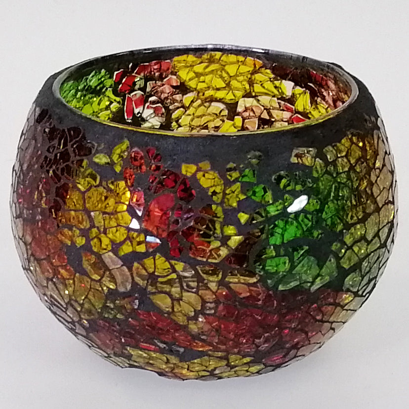 Glass Crackle Candle Holder - Multicolour