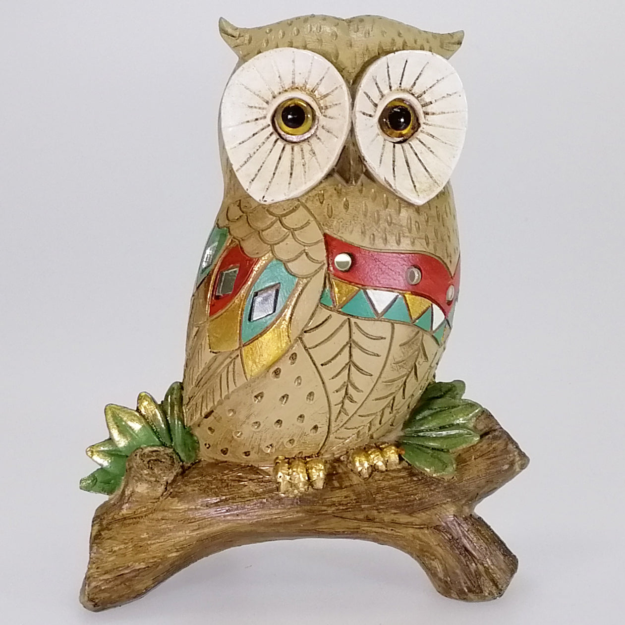 Deco Owl on Branch - Multicolour - Medium