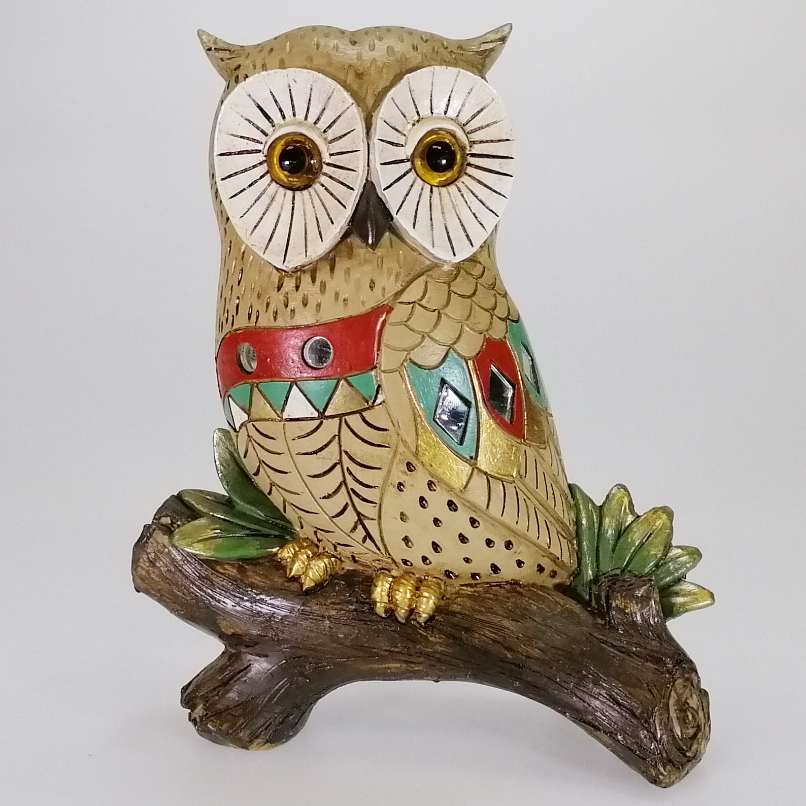 Deco Owl on Branch - Multicolour